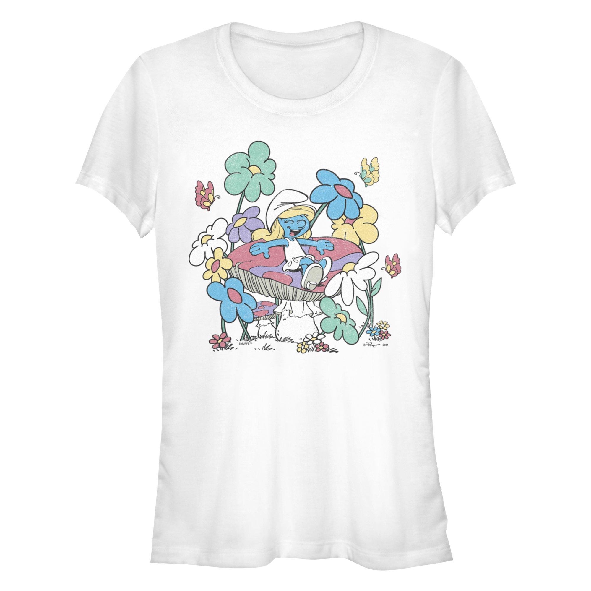 The Smurfs Smurfette Mushroom Life Girls T-Shirt, WHITE, hi-res