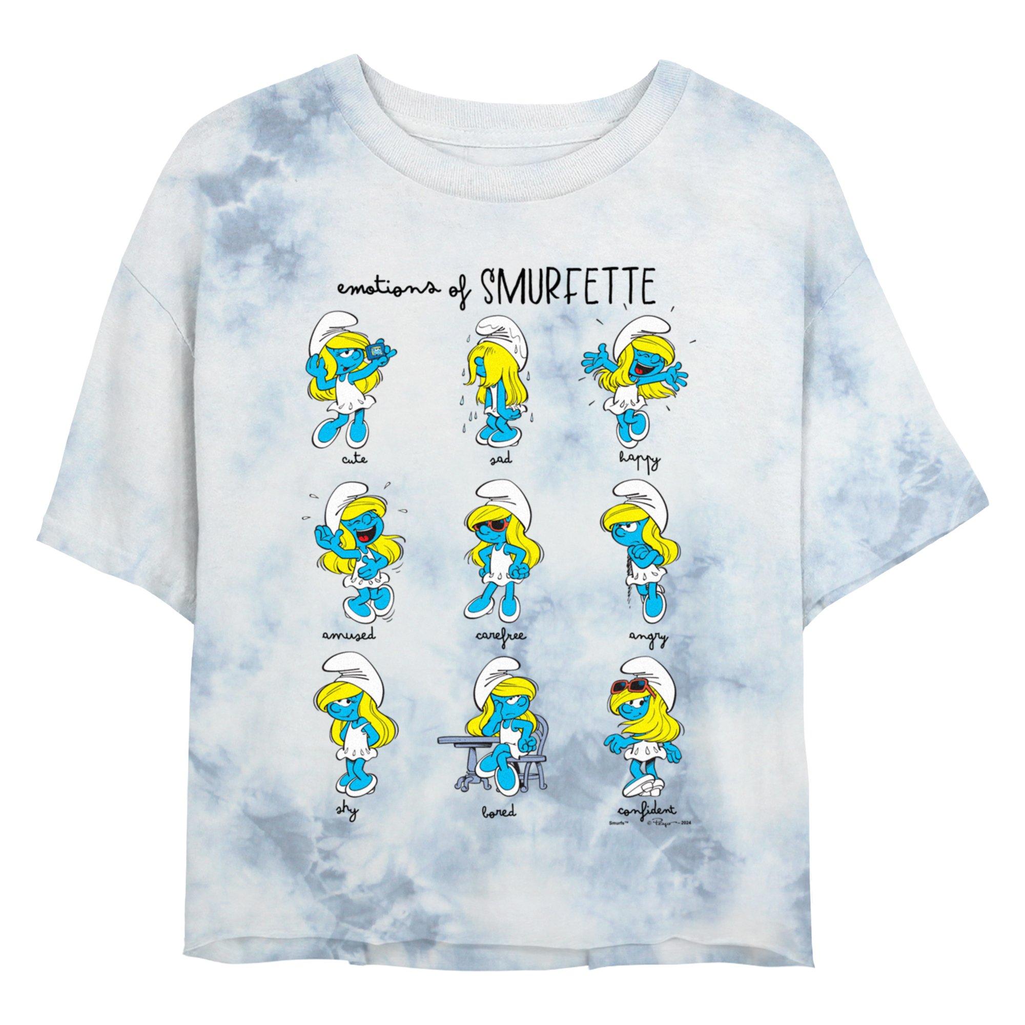 The Smurfs Smurfette Emotions Girls Tie-Dye Crop T-Shirt, , hi-res