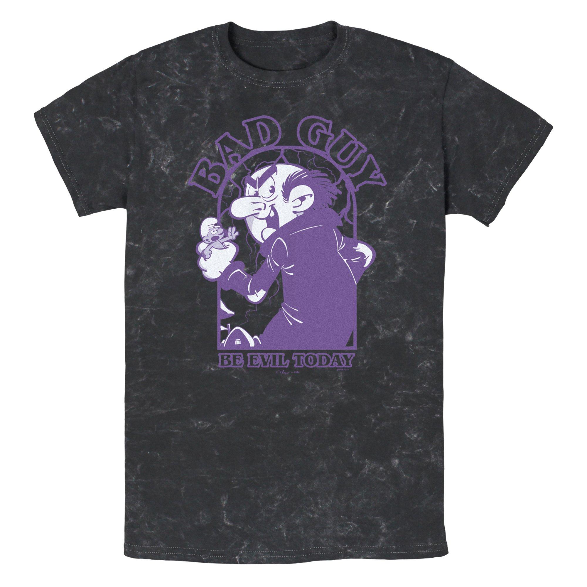 The Smurfs Bad Guy Mineral Wash T-Shirt, BLACK, hi-res