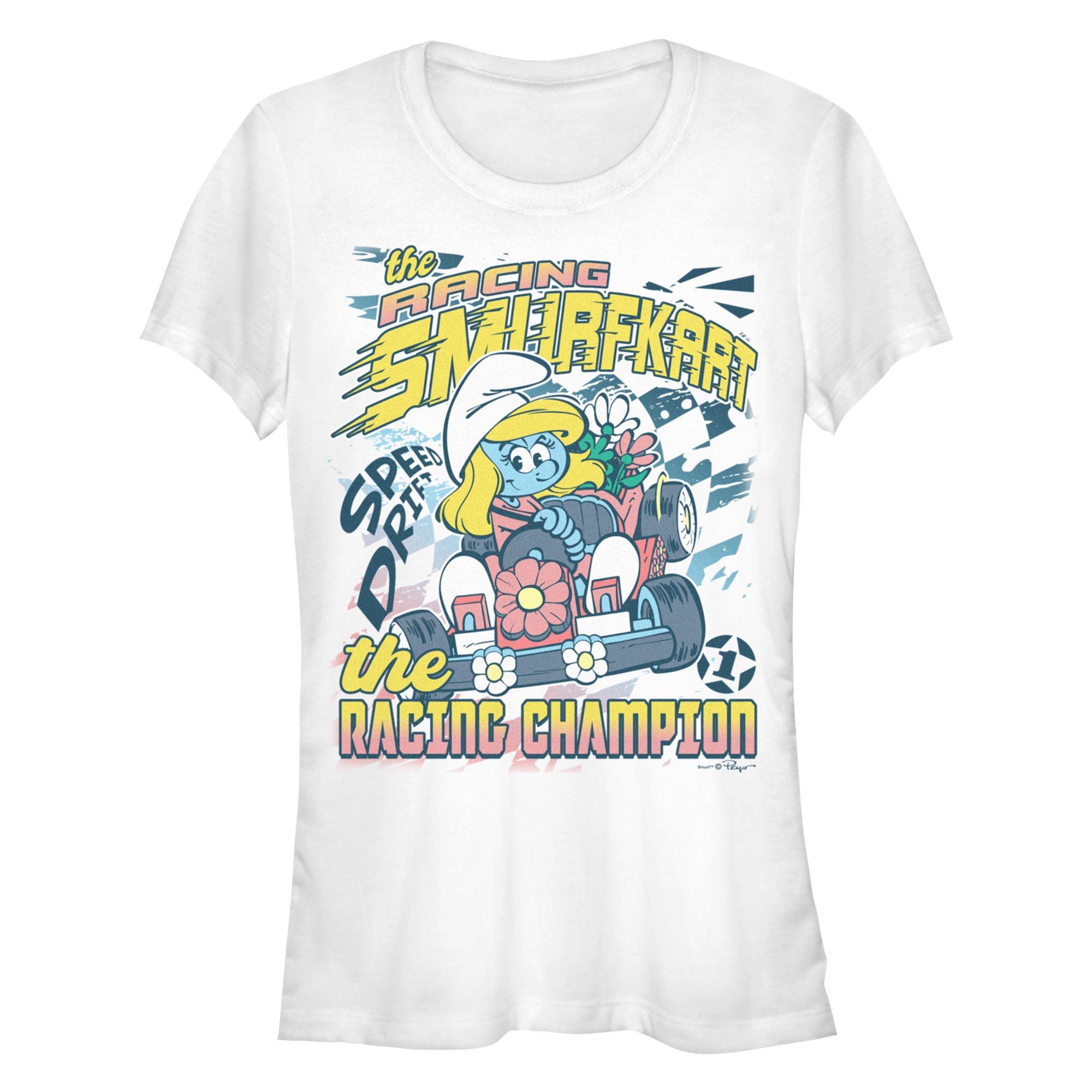 The Smurfs Smurfette Racing Champ Girls T-Shirt, WHITE, hi-res