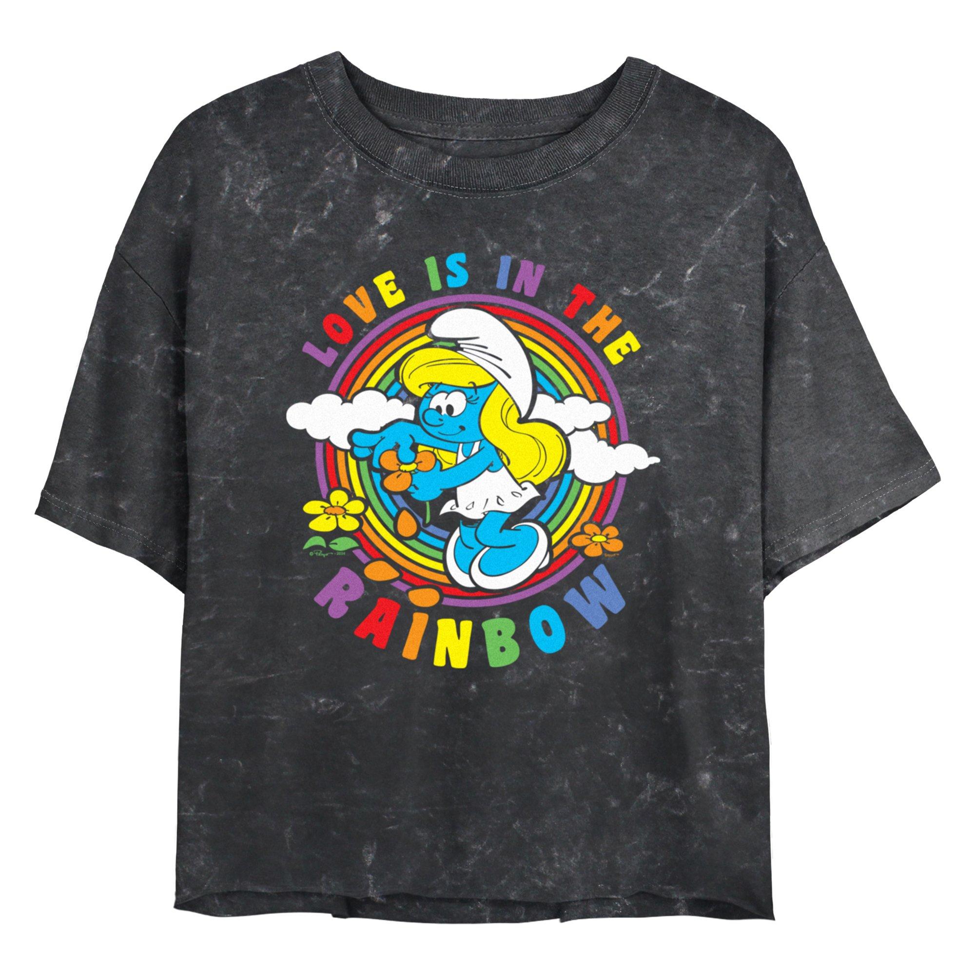 The Smurfs Smurfette Love Is In The Rainbow Girls Mineral Wash Crop T-Shirt, , hi-res