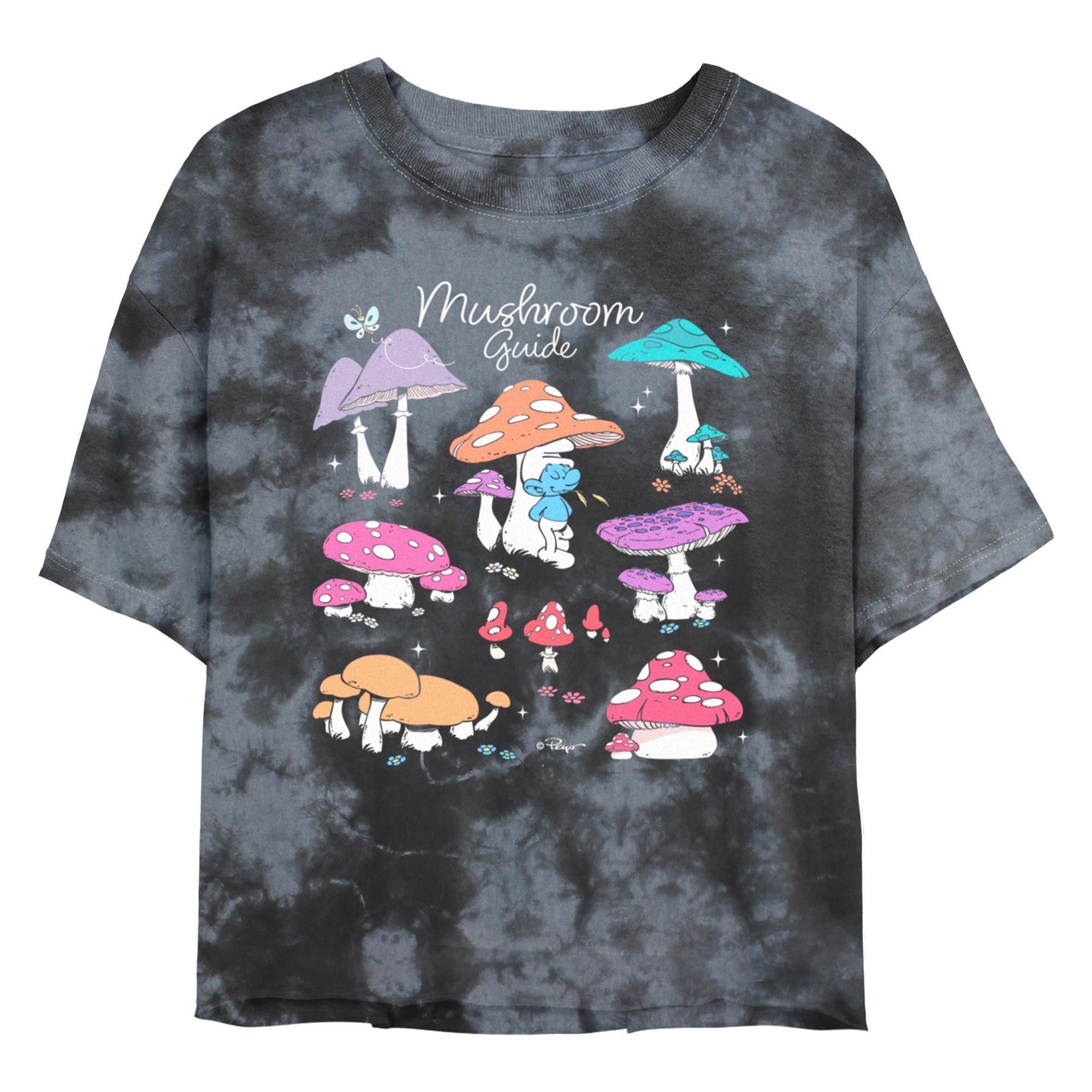 The Smurfs Mushroom Guide Girls Tie-Dye Crop T-Shirt, BLKCHAR, hi-res