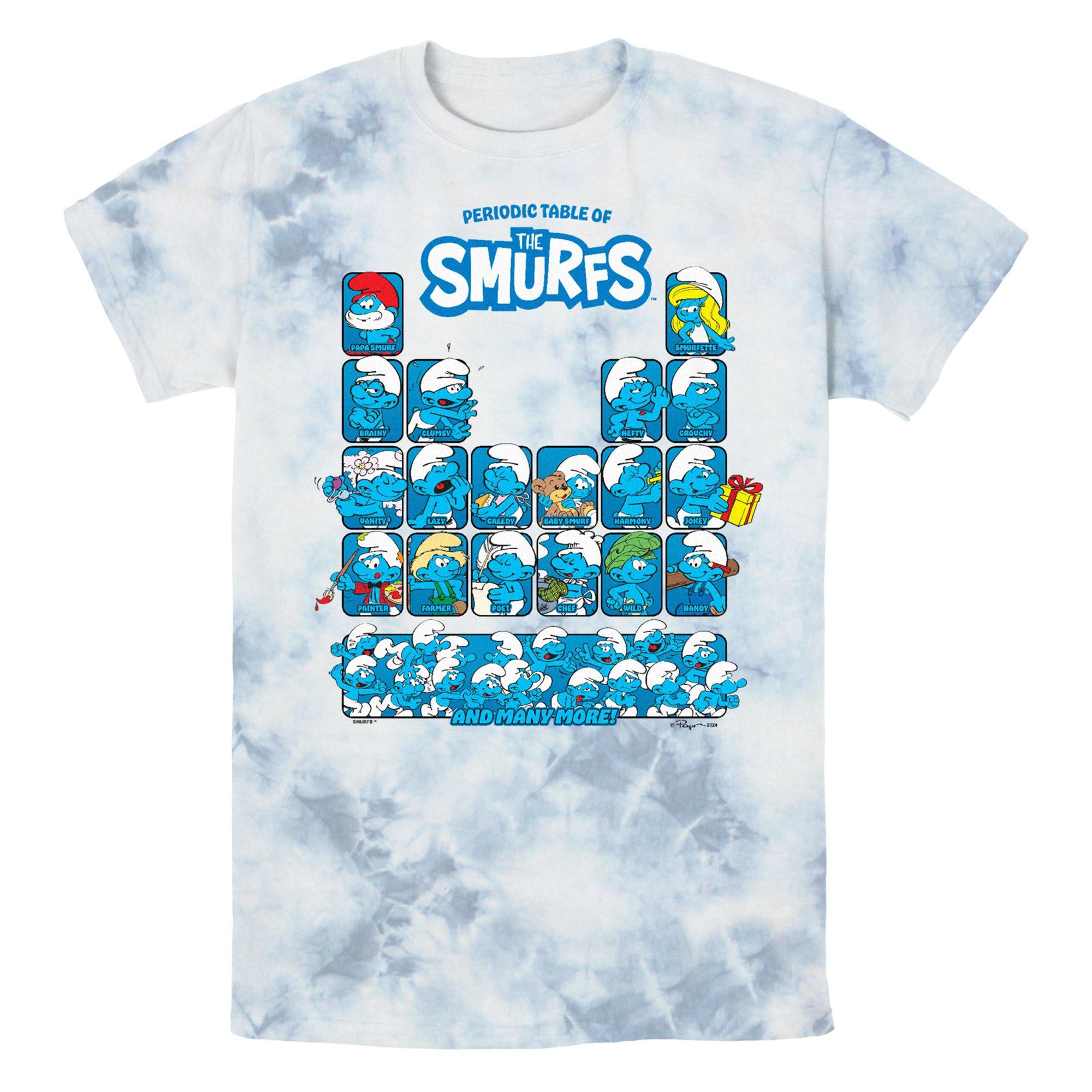 The Smurfs Periodic Smurf Table Tie-Dye T-Shirt, WHITEBLUE, hi-res