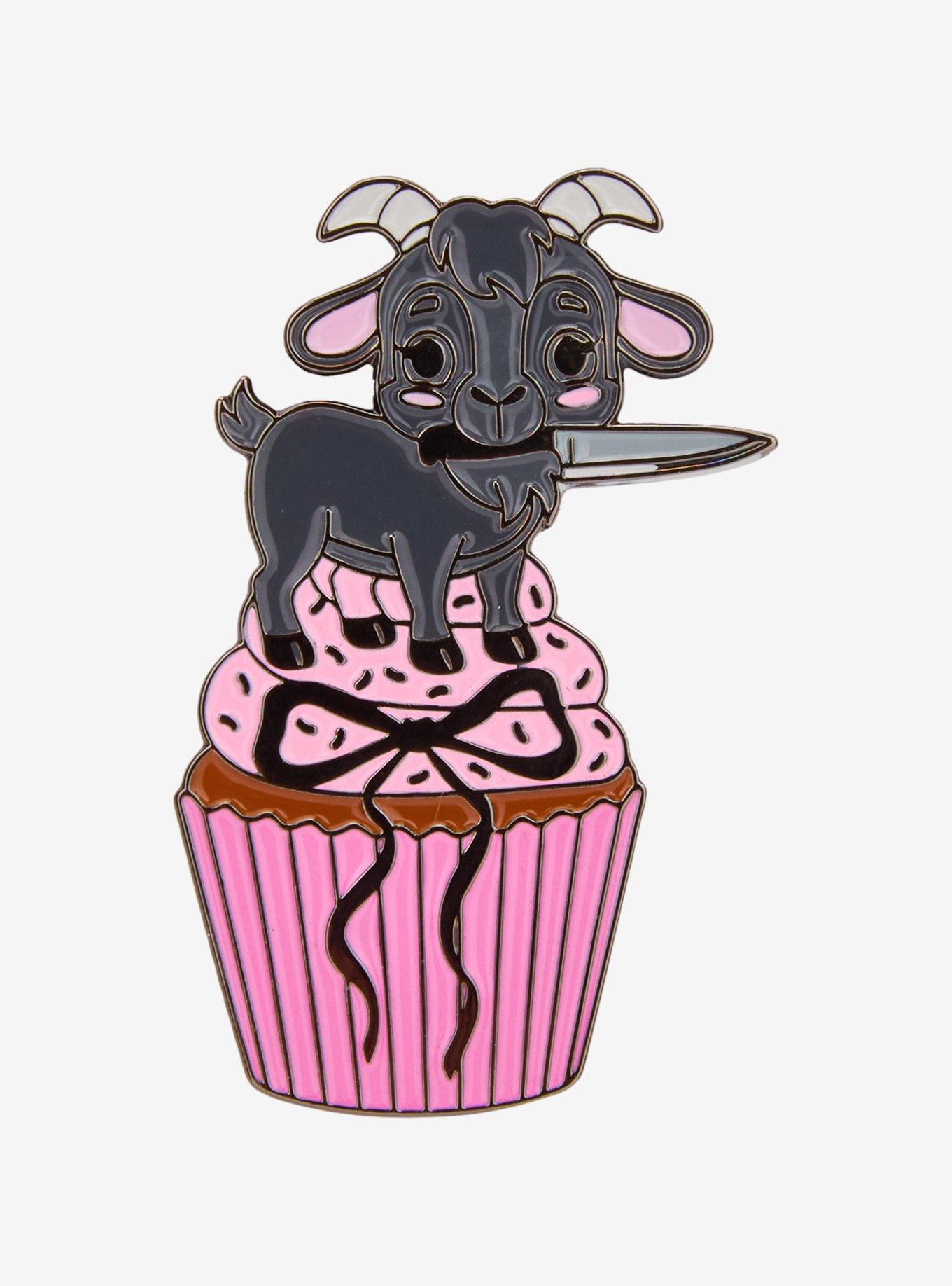 Alfred The Goat Pink Cupcake Enamel Pin Hot Topic Exclusive, , hi-res