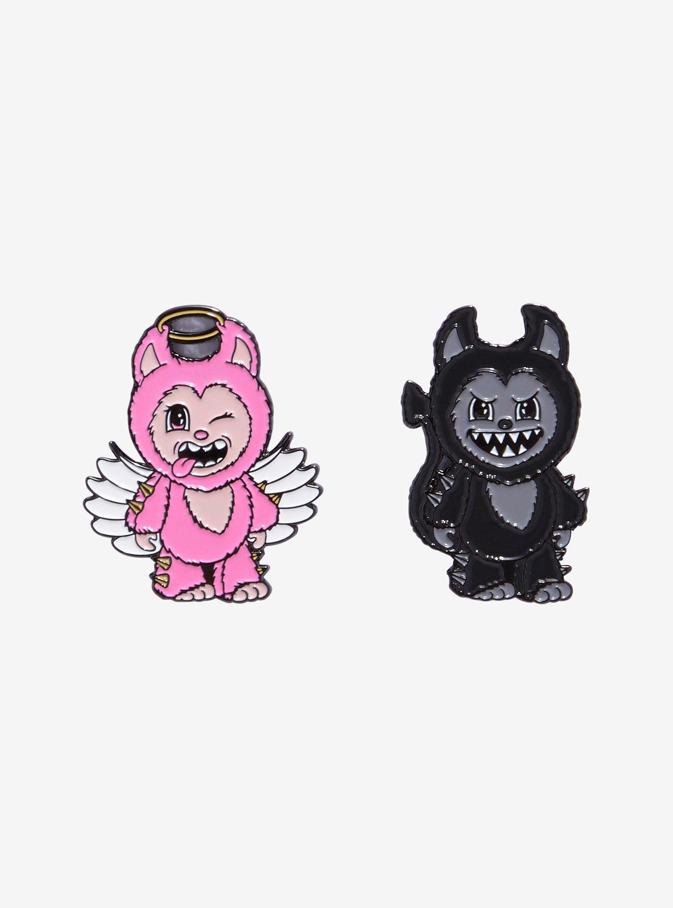 Furryloos Pink & Black Enamel Pin Set, , hi-res