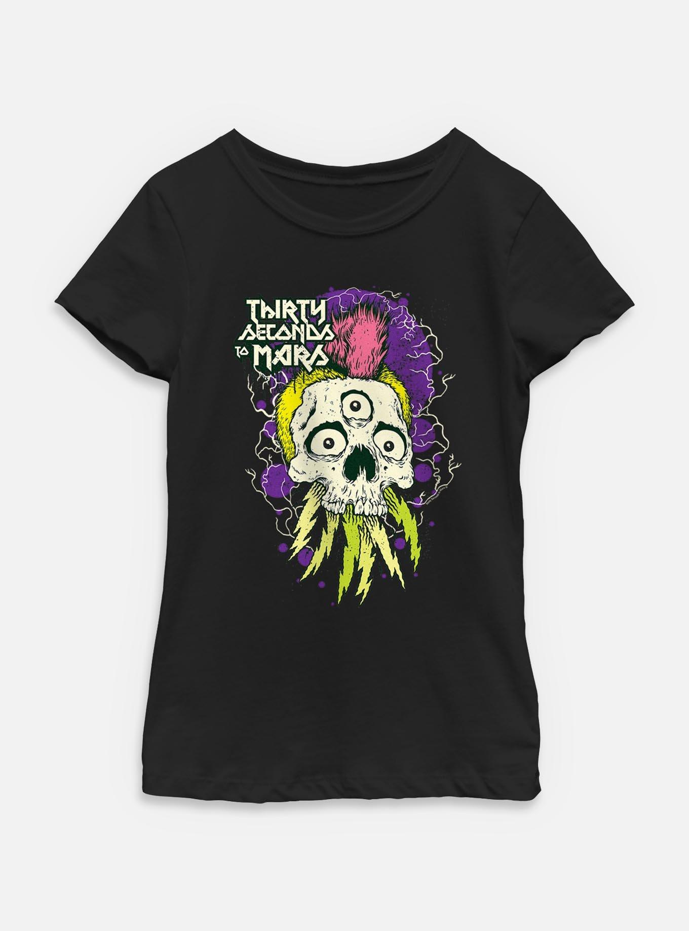 30 Seconds To Mars Mohawk Skull Youth Girls T-Shirt, , hi-res