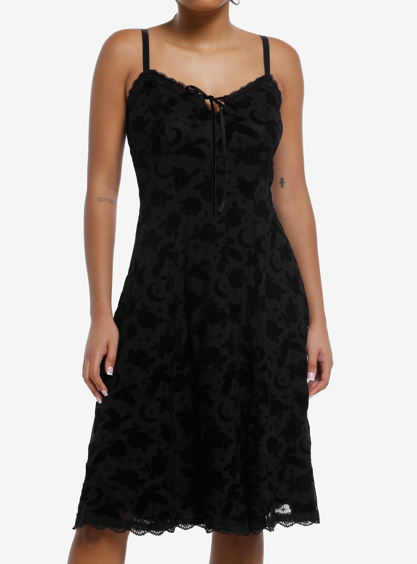 Cosmic Aura Dark Celestial Flocked Cami Dress | Hot Topic