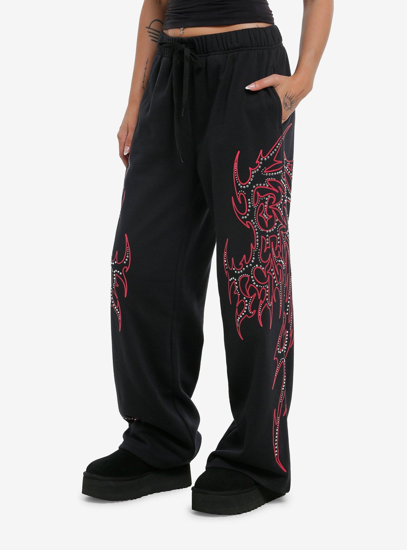 Cyber Flame Rhinestone Girls Lounge Pants | Hot Topic