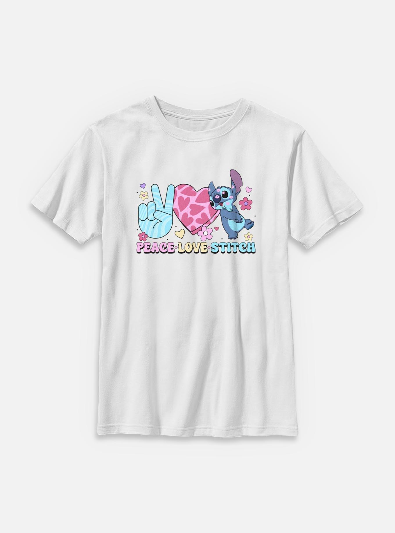 Disney Lilo & Stitch Peace Love Stitch Youth T-Shirt, , hi-res
