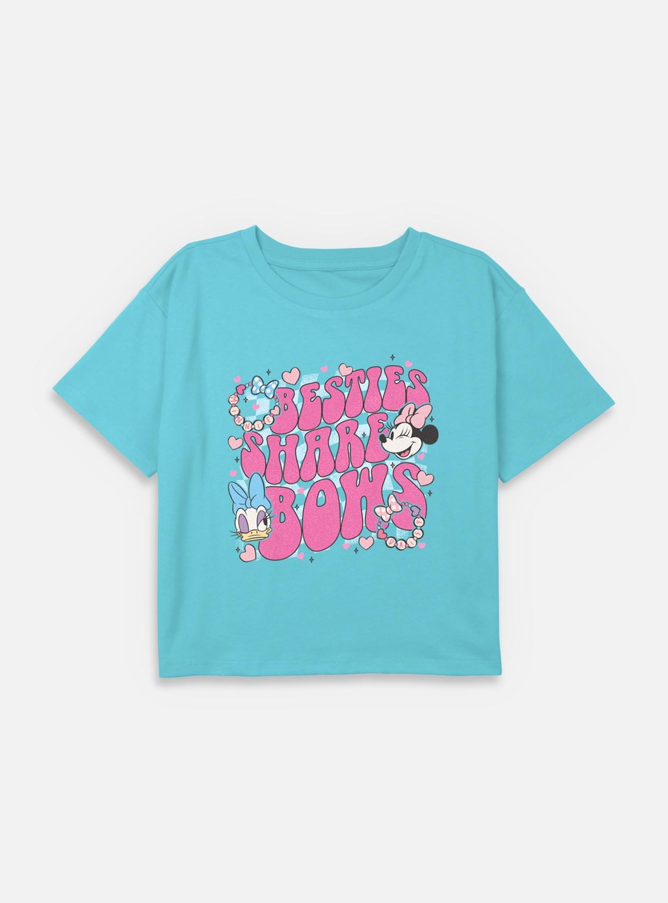 Disney Minnie Mouse & Daisy Besties Share Bows Youth Girls Boxy Crop T-Shirt, , hi-res