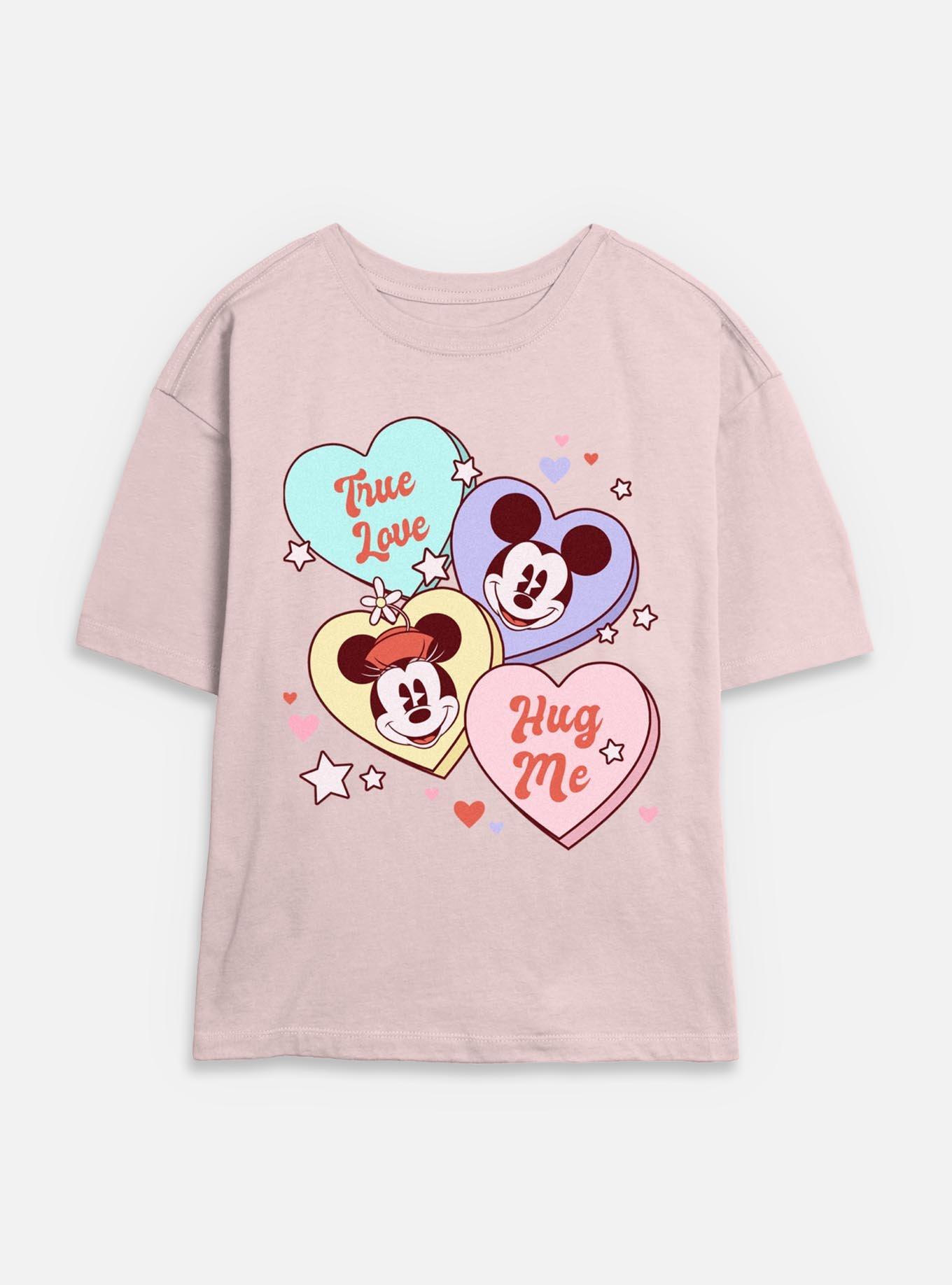 Disney Mickey Mouse & Minnie Sweet Candy Hearts Womens Skimmer T-Shirt
