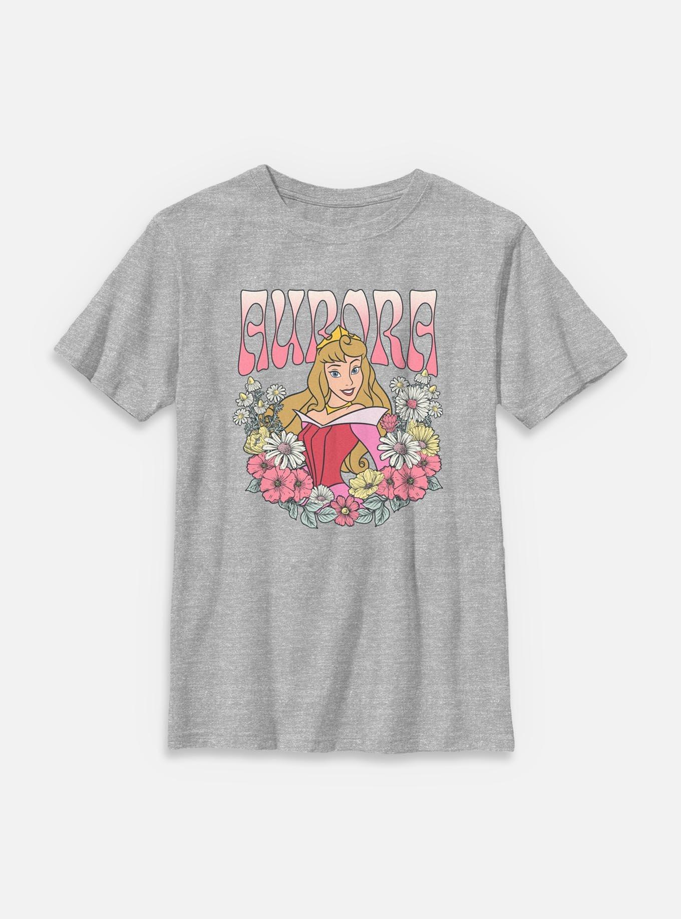 Disney Princesses Aurora Floral Wreath Youth T-Shirt, , hi-res