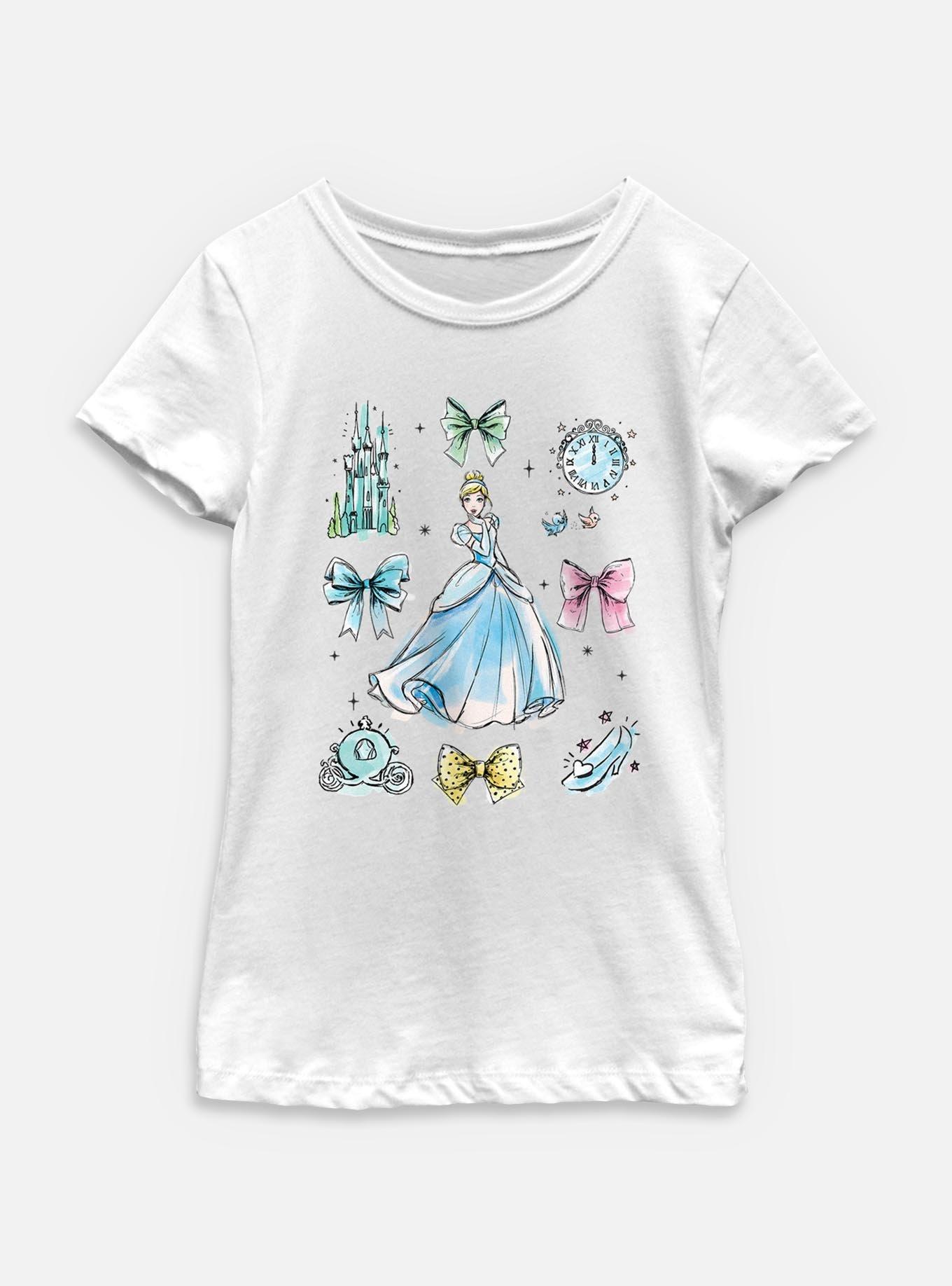 Disney Princesses Cinderella Bow Icons Youth Girls T-Shirt, WHITE, hi-res