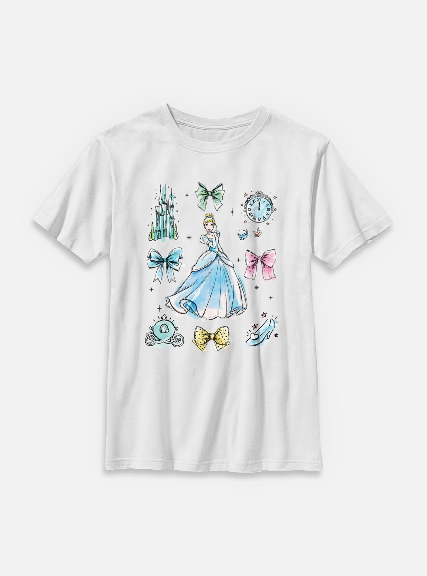 Disney Princesses Cinderella Bow Icons Youth T-Shirt, WHITE, hi-res