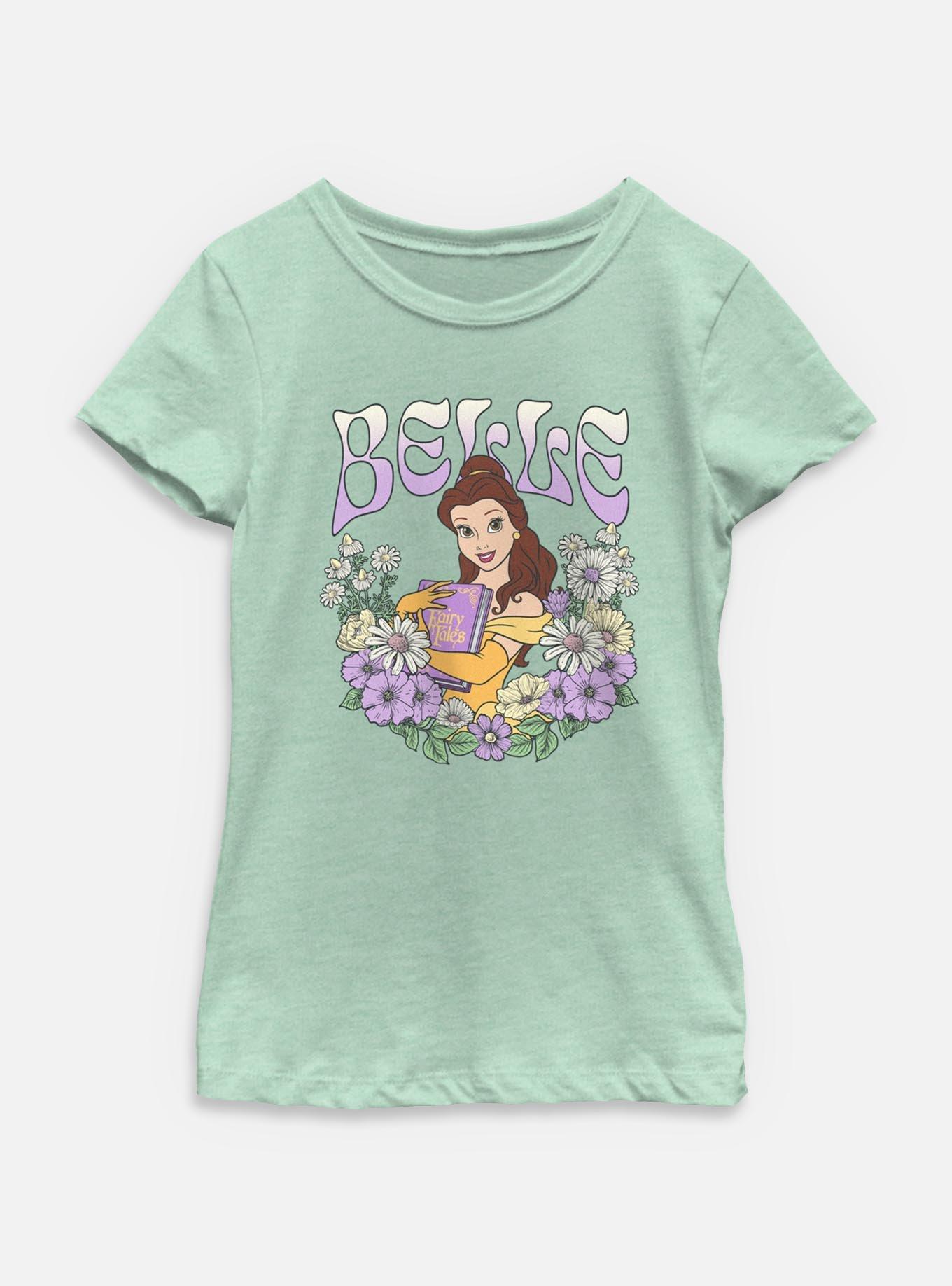 Disney Princesses Belle Floral Wreath Youth Girls T-Shirt, , hi-res