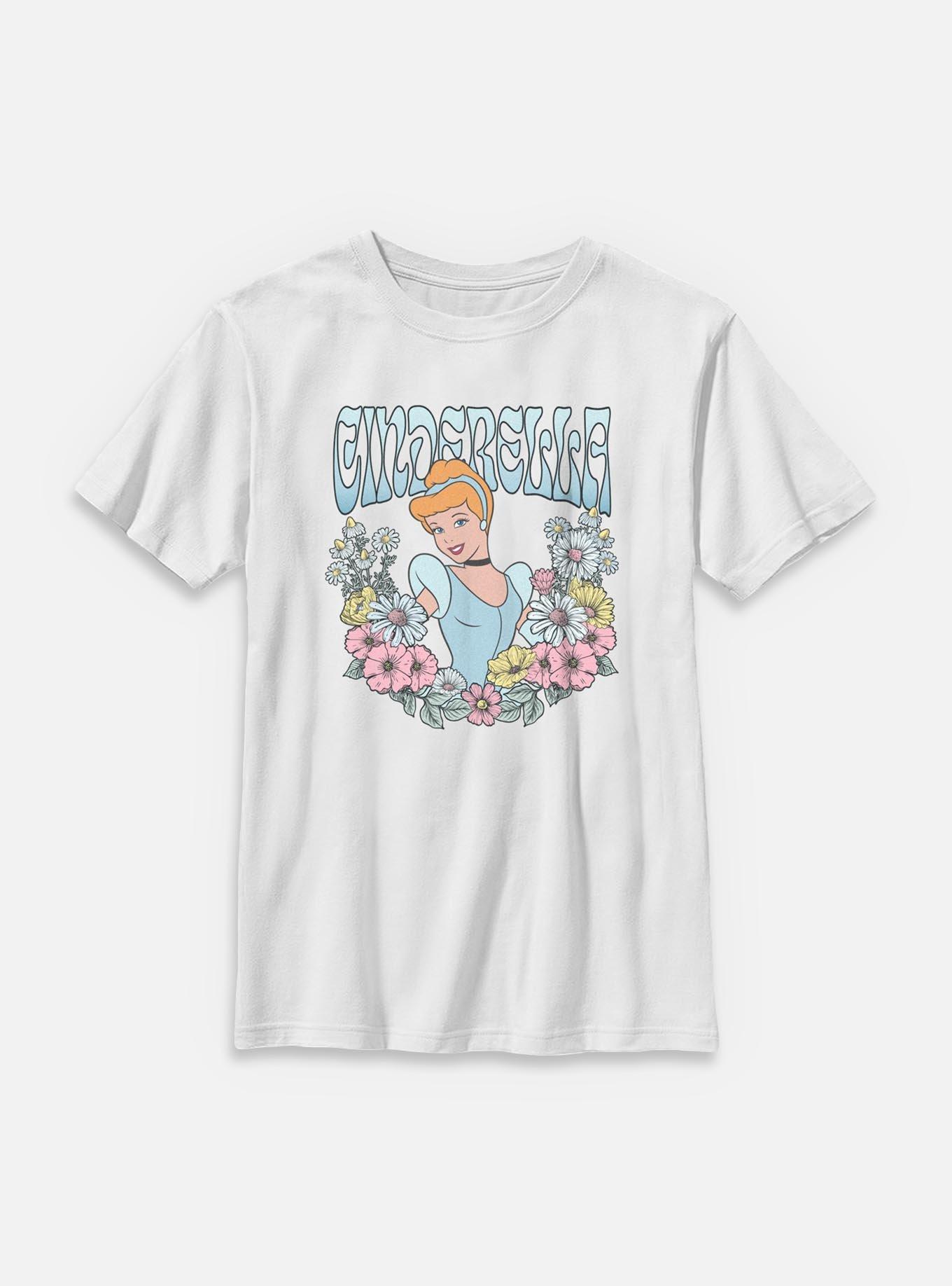 Disney Princesses Cinderella Floral Wreath Youth T-Shirt, , hi-res