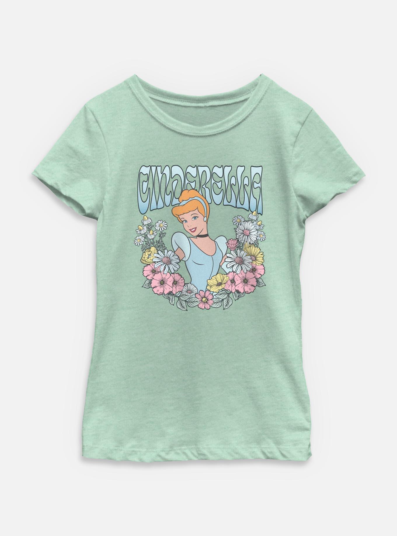 Disney Princesses Cinderella Floral Wreath Youth Girls T-Shirt, , hi-res
