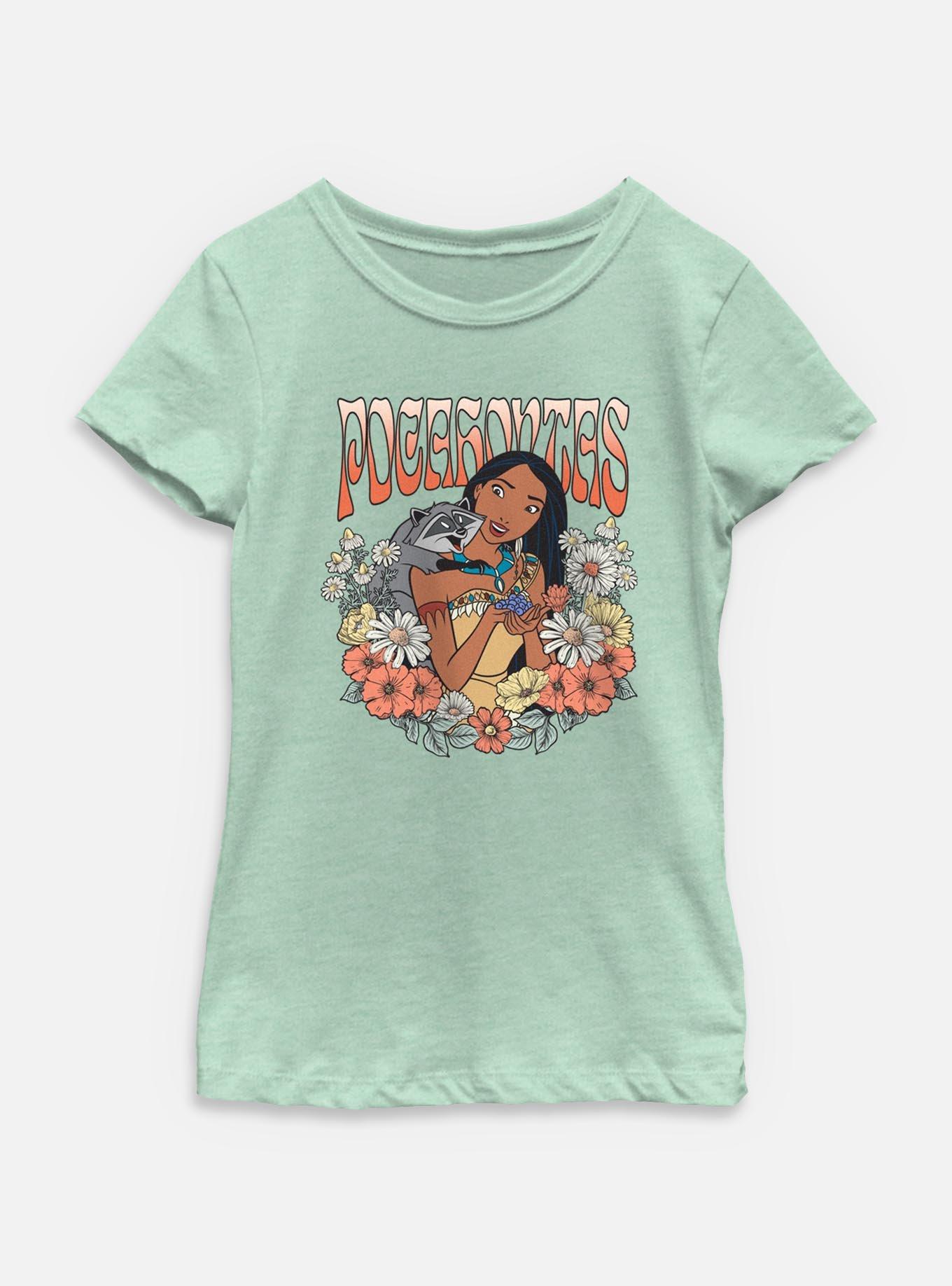 Disney Princesses Pocahontas Floral Wreath Youth Girls T-Shirt, , hi-res