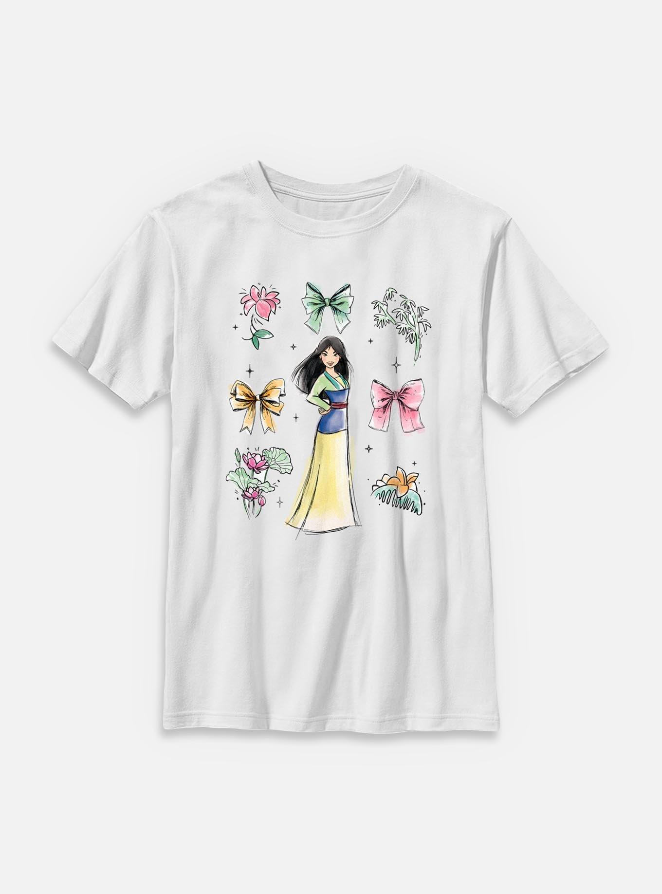 Disney Princesses Mulan Bow Icons Youth T-Shirt, , hi-res