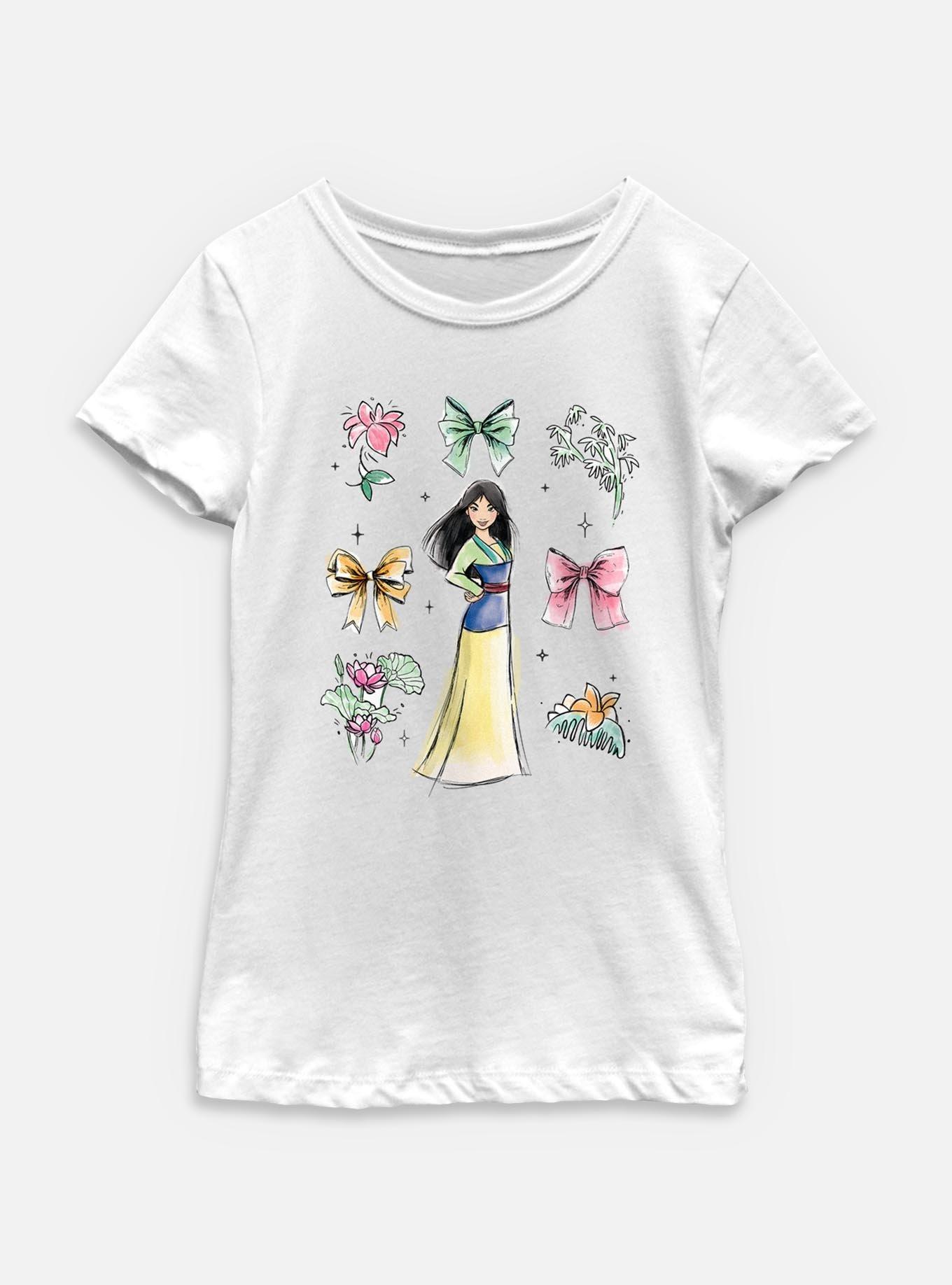 Disney Princesses Mulan Bow Icons Youth Girls T-Shirt, , hi-res