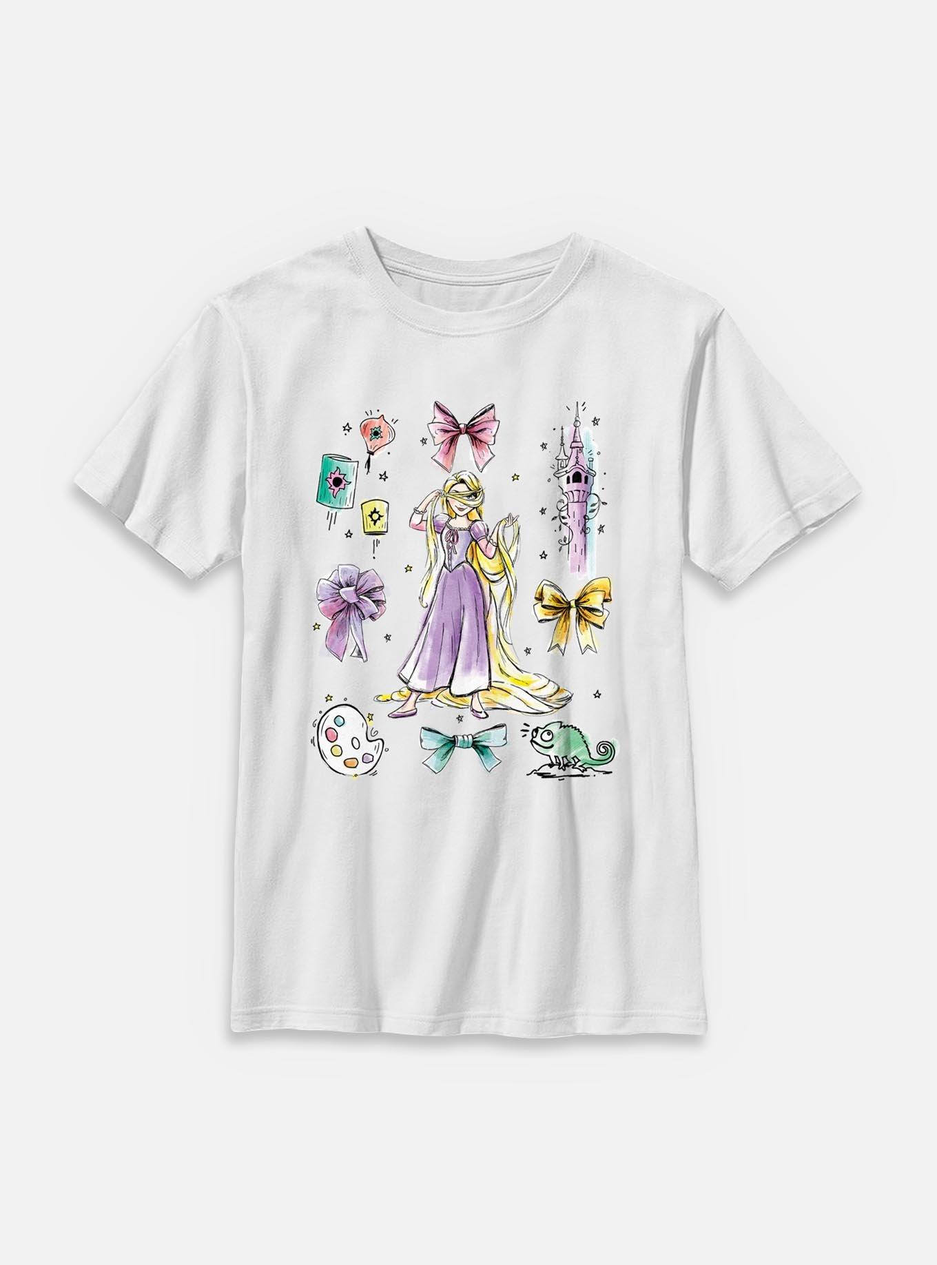 Disney Princesses Rapunzel Bow Icons Youth T-Shirt, , hi-res