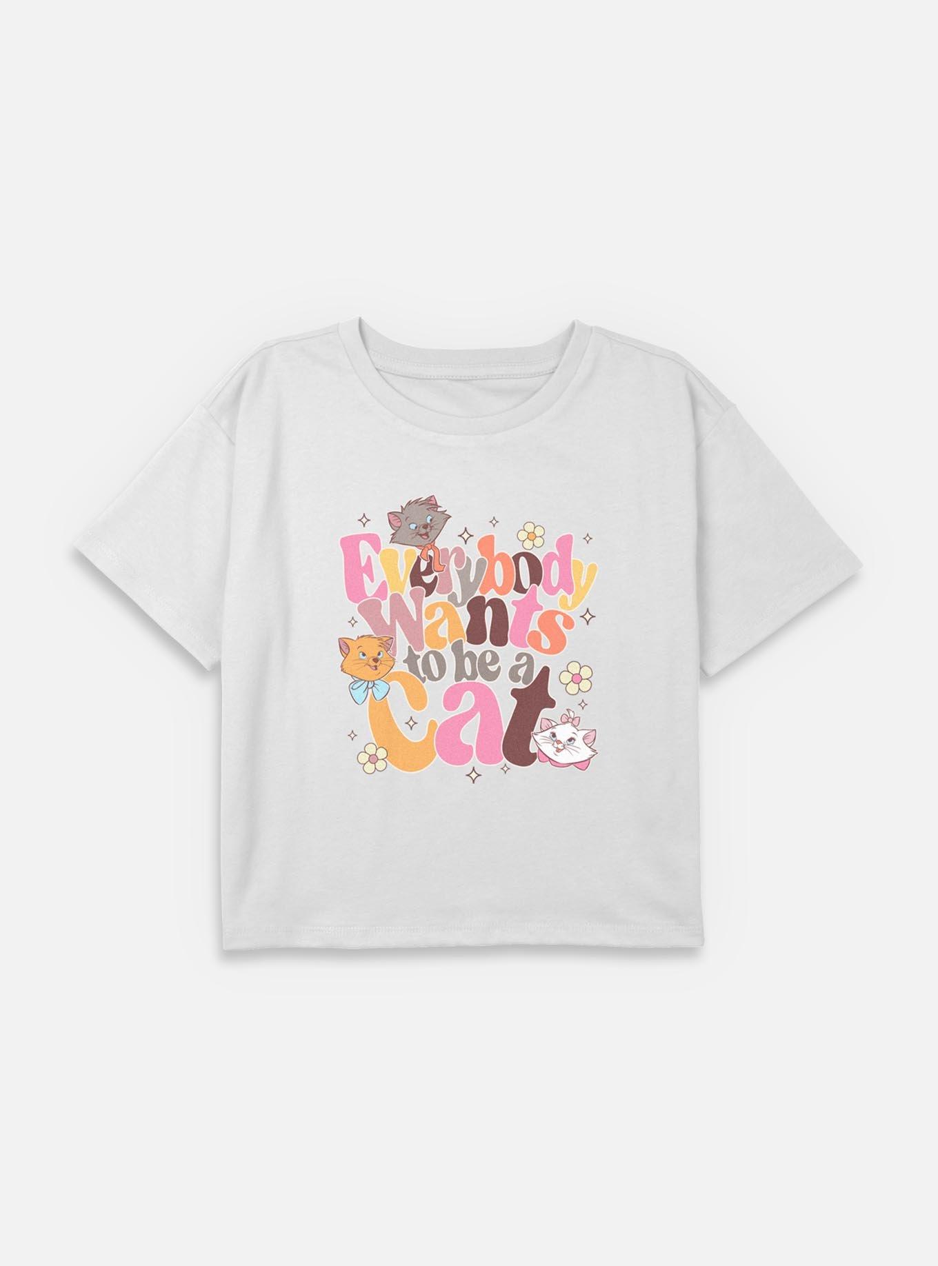Disney The AristoCats Everybody Wants To Be A Cat Youth Girls Boxy Crop T-Shirt, , hi-res