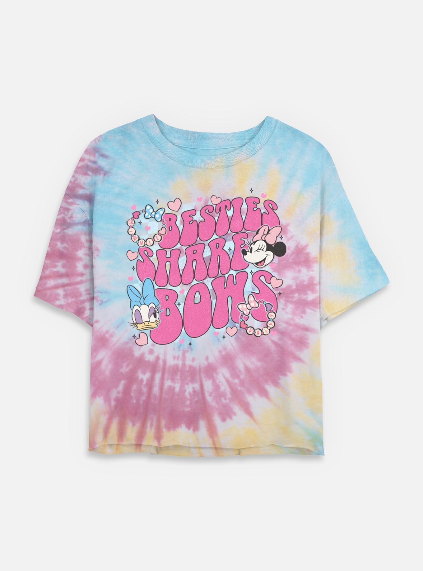 Disney Minnie Mouse & Daisy Besties Share Bows Womens Tie-Dye Crop T-Shirt, , hi-res