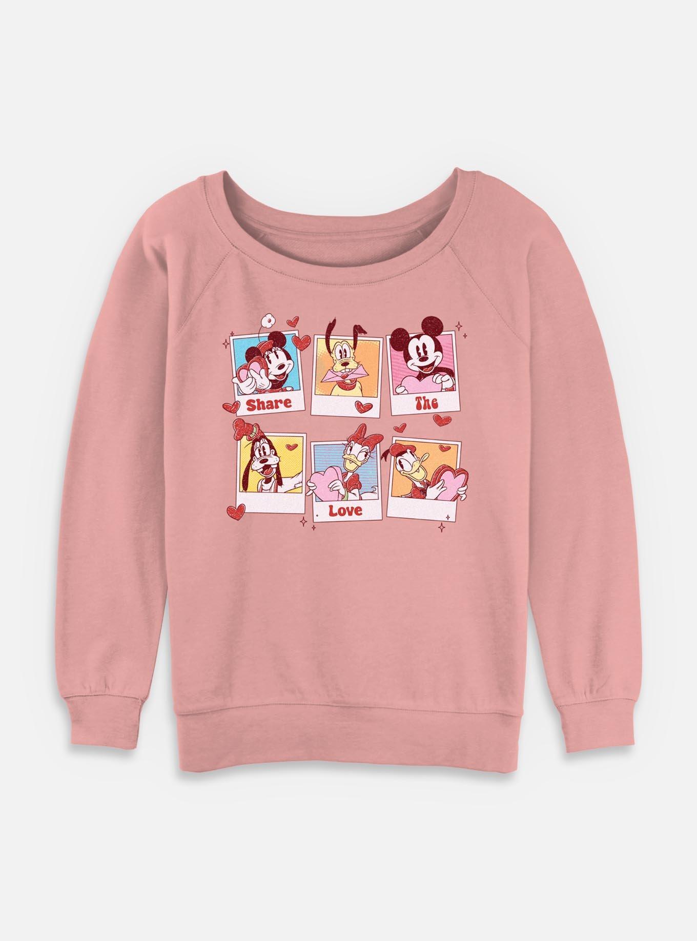 Disney Mickey Mouse Share The Love Polaroids Womens Slouchy Sweatshirt, , hi-res