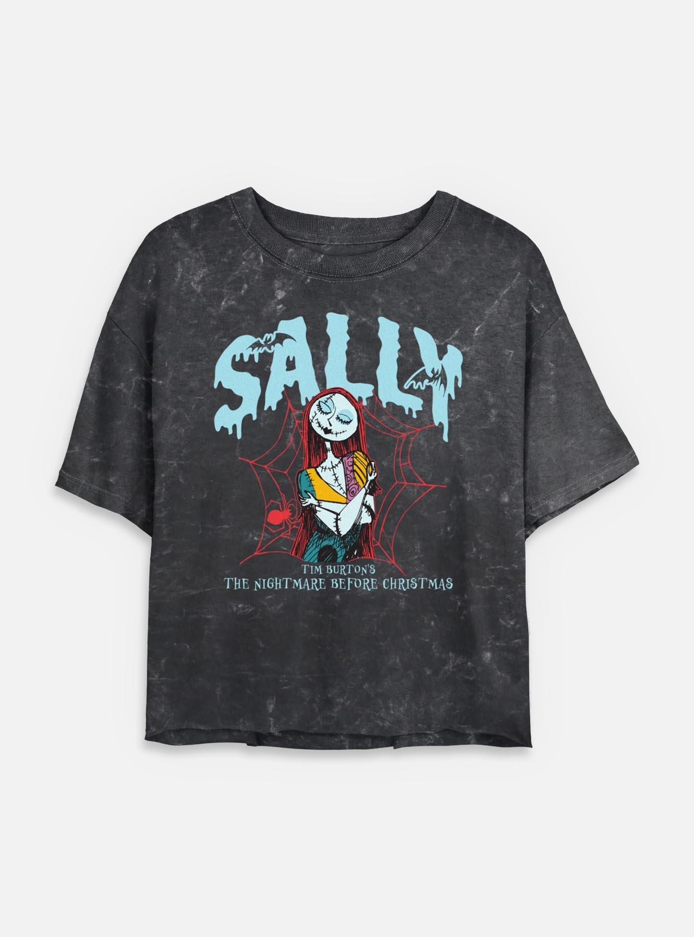 Disney The Nightmare Before Christmas Collegiate Sally Womens Mineral Wash Crop T-Shirt, BLACK, hi-res