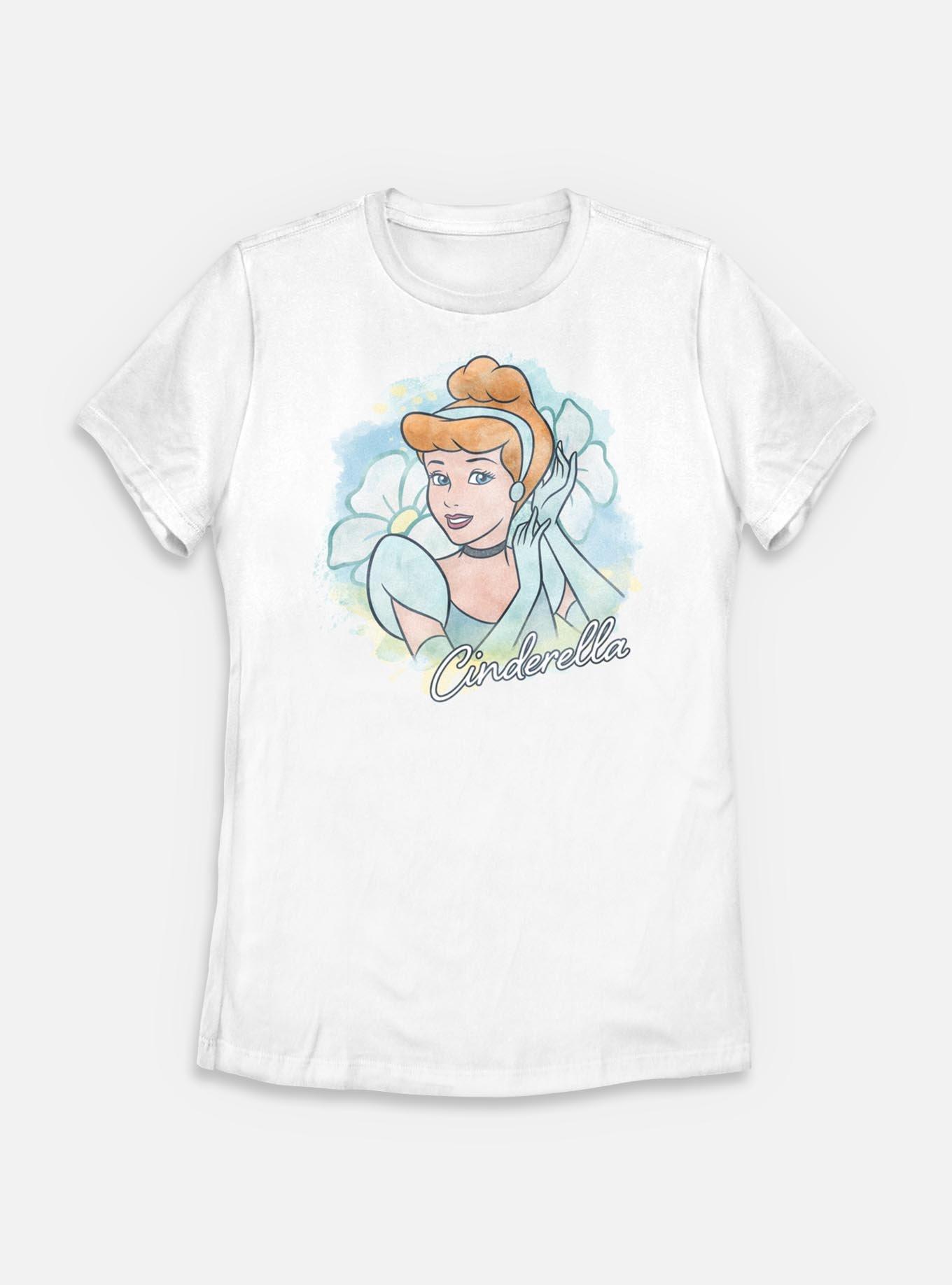 Disney Princesses Cinderella Watercolor Womens T-Shirt, WHITE, hi-res