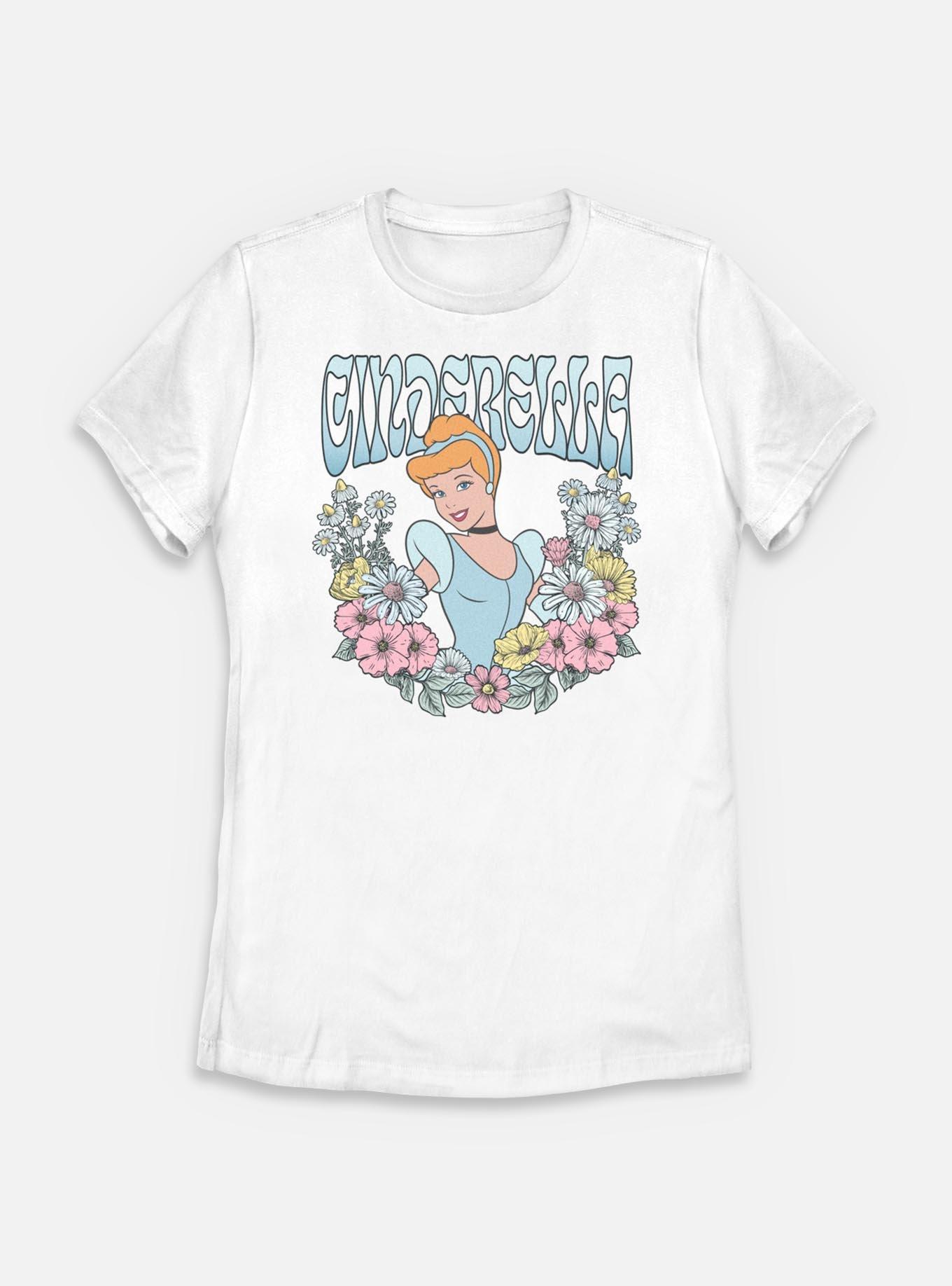 Disney Princesses Cinderella Floral Wreath Womens T-Shirt