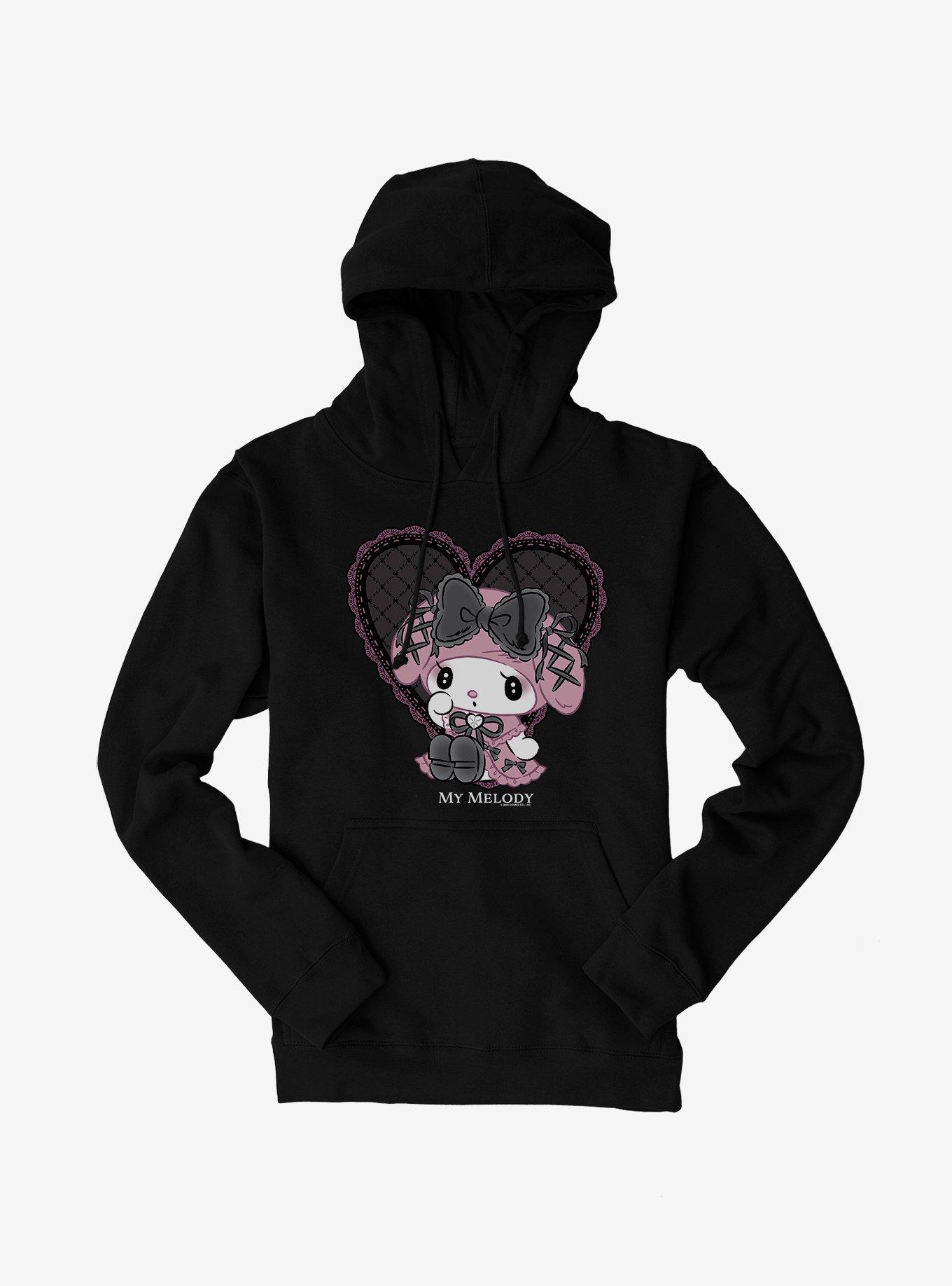 My Melody Lacey Heart Hoodie, BLACK, hi-res