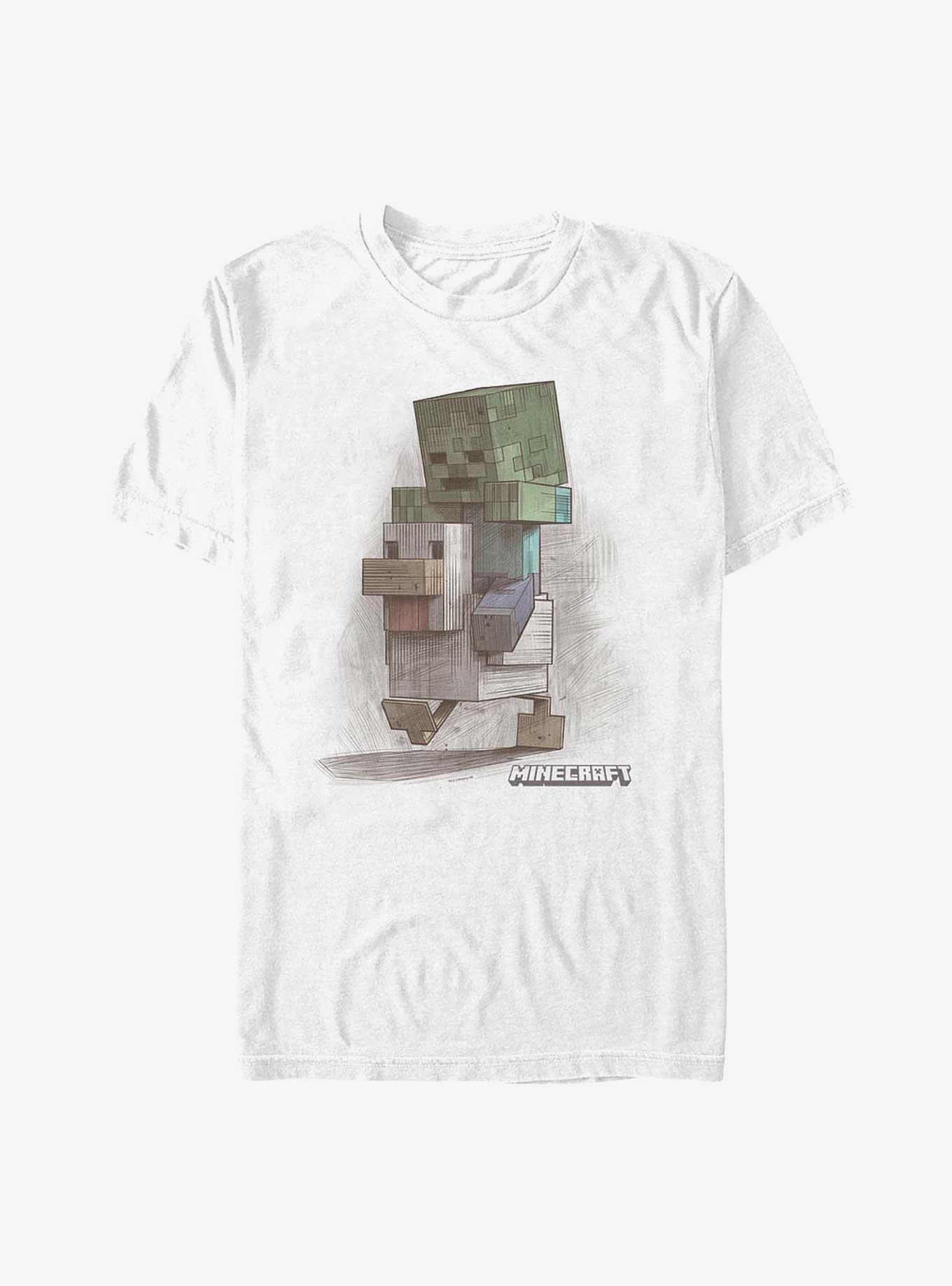 Minecraft Sketchy T-Shirt, WHITE, hi-res