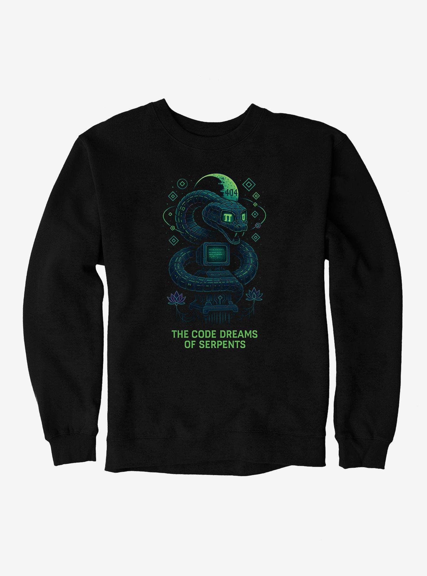 The Code Dreams Of Serpents Brain Rot Sweatshirt, BLACK, hi-res