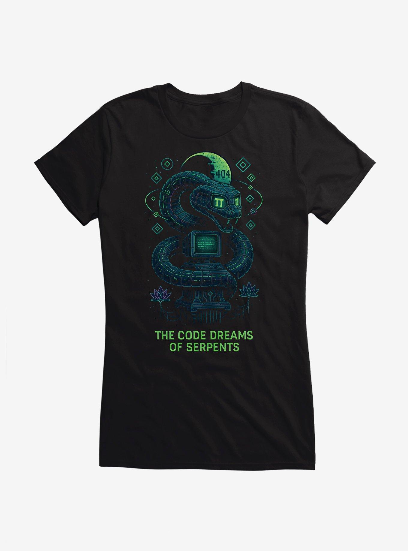 The Code Dreams Of Serpents Brain Rot Girls T-Shirt, BLACK, hi-res