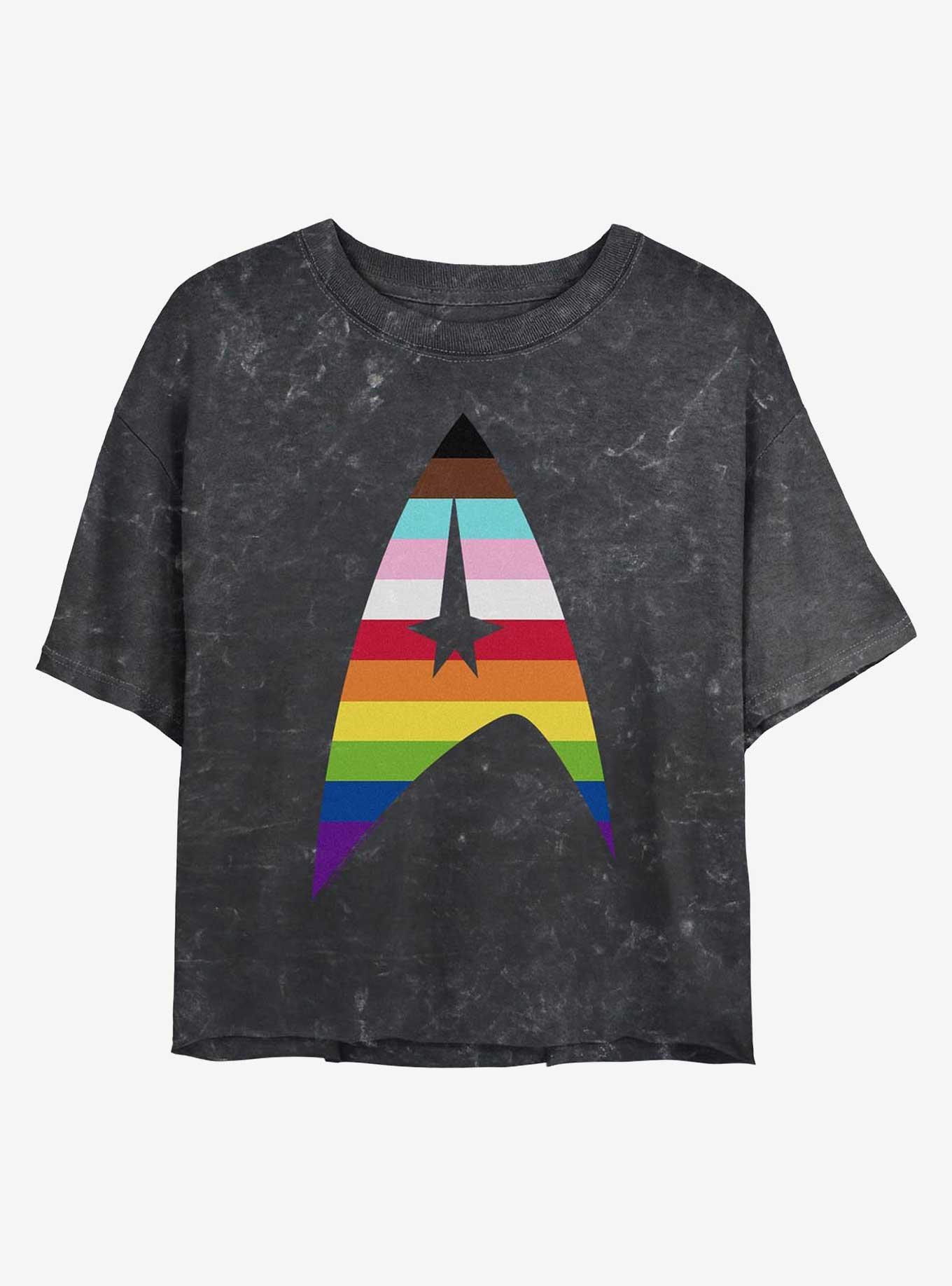 Star Trek Pride Logo Mineral Wash Crop T-Shirt, BLACK, hi-res