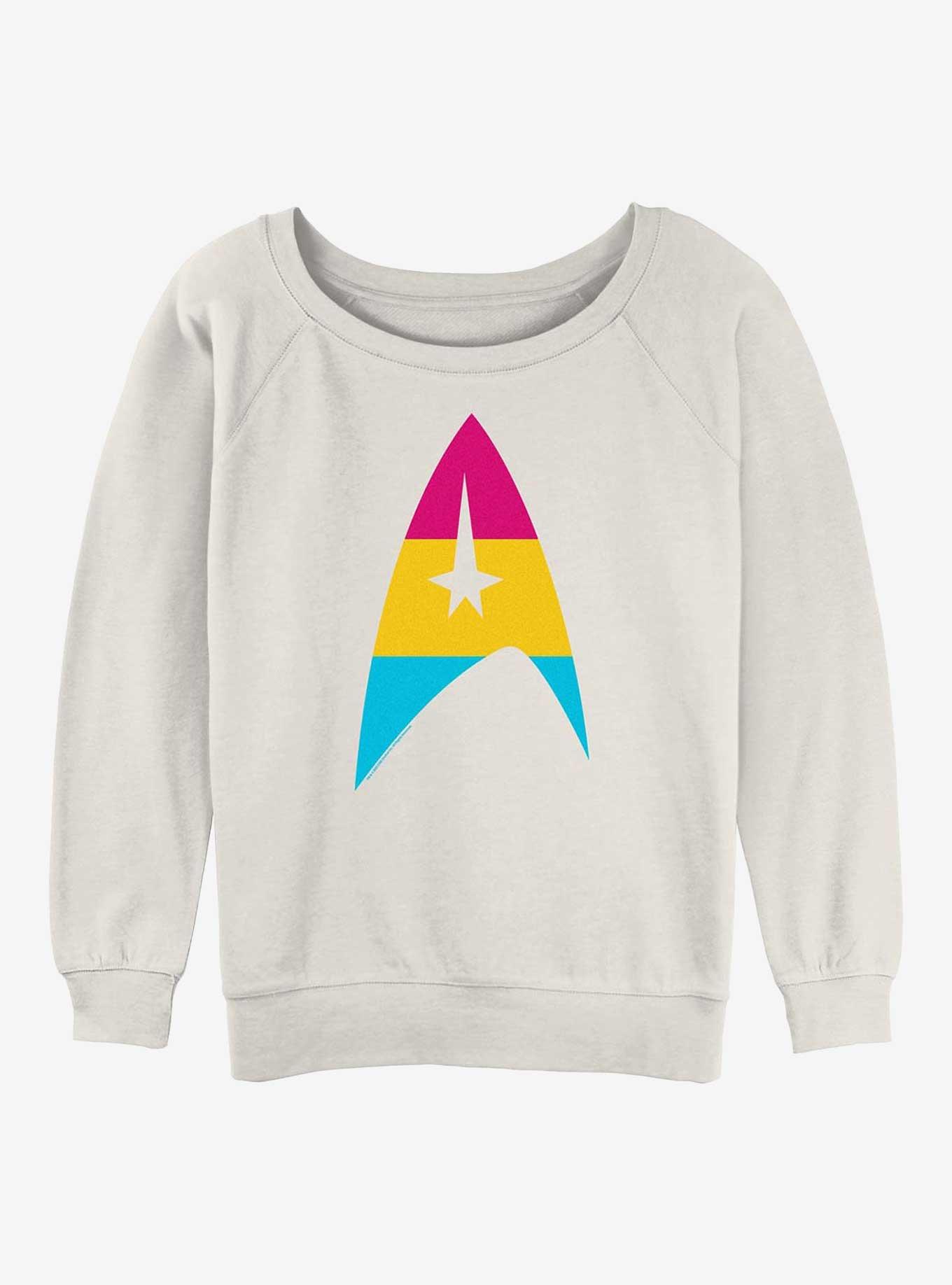 Star Trek Pan Flag Logo Girls Slouchy Sweatshirt, EGRET, hi-res
