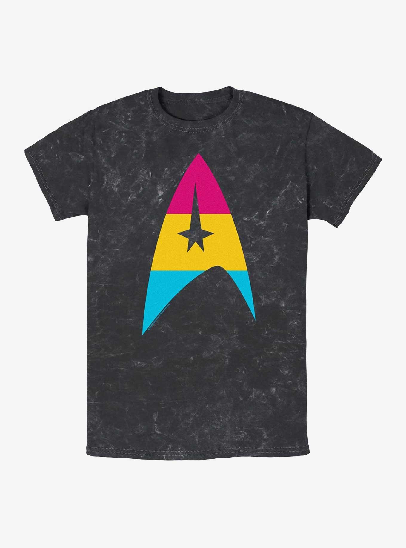 Star Trek Pan Flag Logo Mineral Wash T-Shirt, BLACK, hi-res