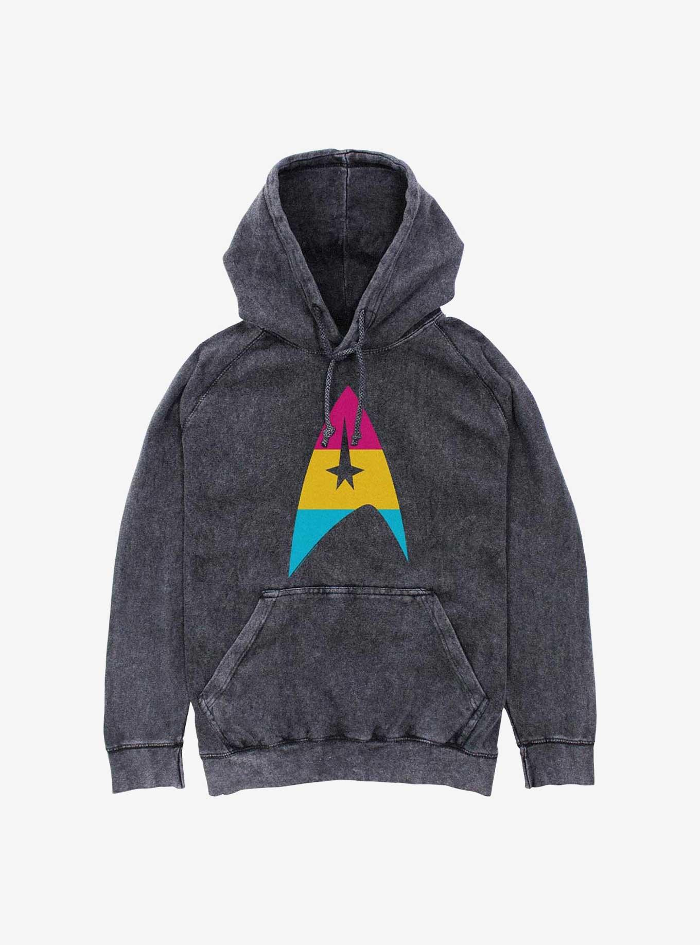 Star Trek Pan Flag Logo Mineral Wash Hoodie, , hi-res