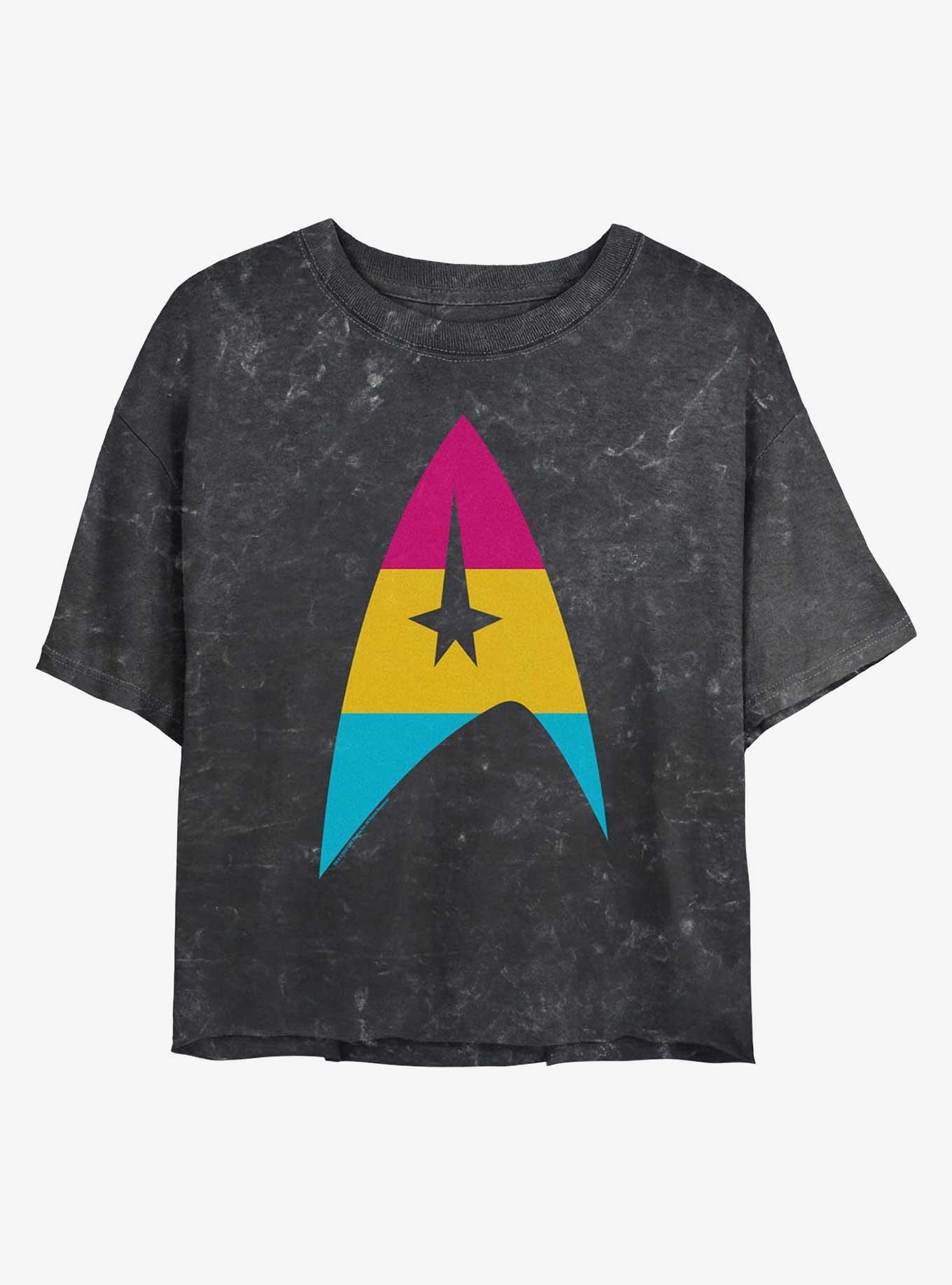 Star Trek Pan Flag Logo Girls Mineral Wash Crop T-Shirt, , hi-res
