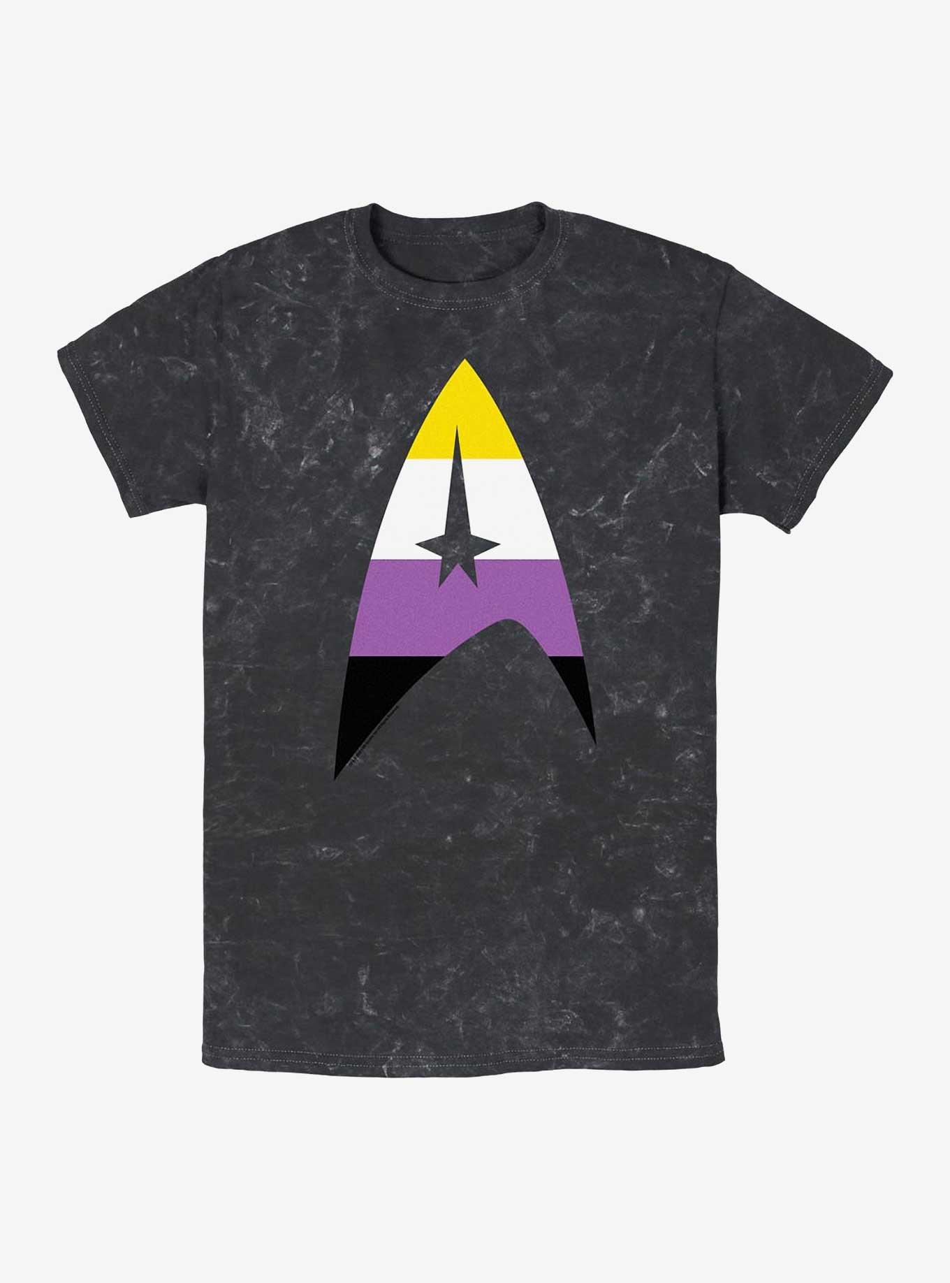 Star Trek Nonbinary Flag Logo Mineral Wash T-Shirt, BLACK, hi-res