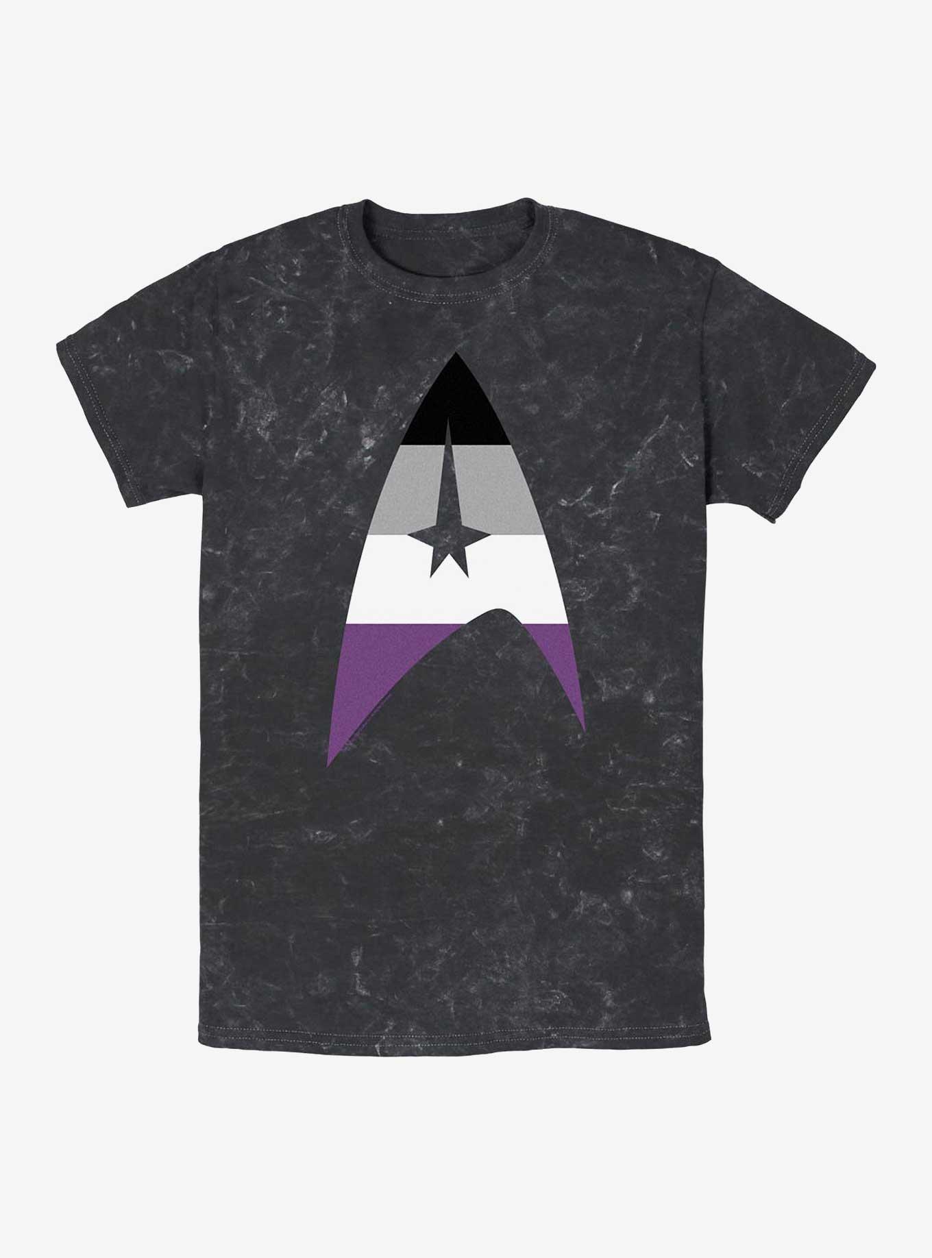 Star Trek Asexual Flag Logo Mineral Wash T-Shirt, BLACK, hi-res