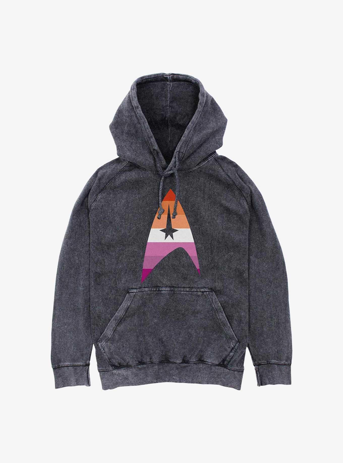 Star Trek Lesbian Flag Logo Mineral Wash Hoodie, , hi-res