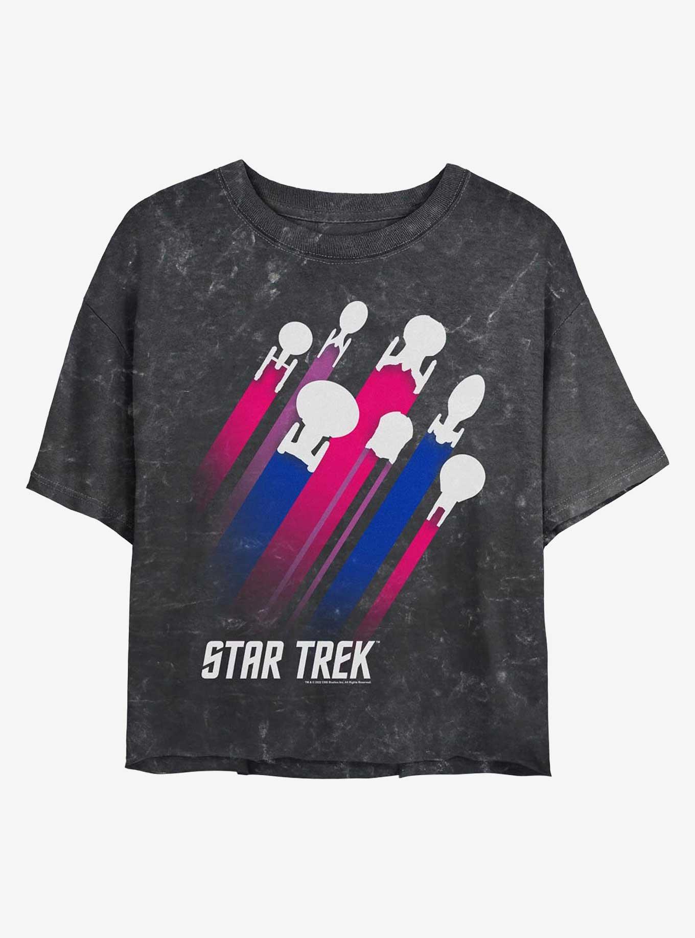 Star Trek Bisexual Pride Fleet Stripes Mineral Wash Crop T-Shirt, BLACK, hi-res