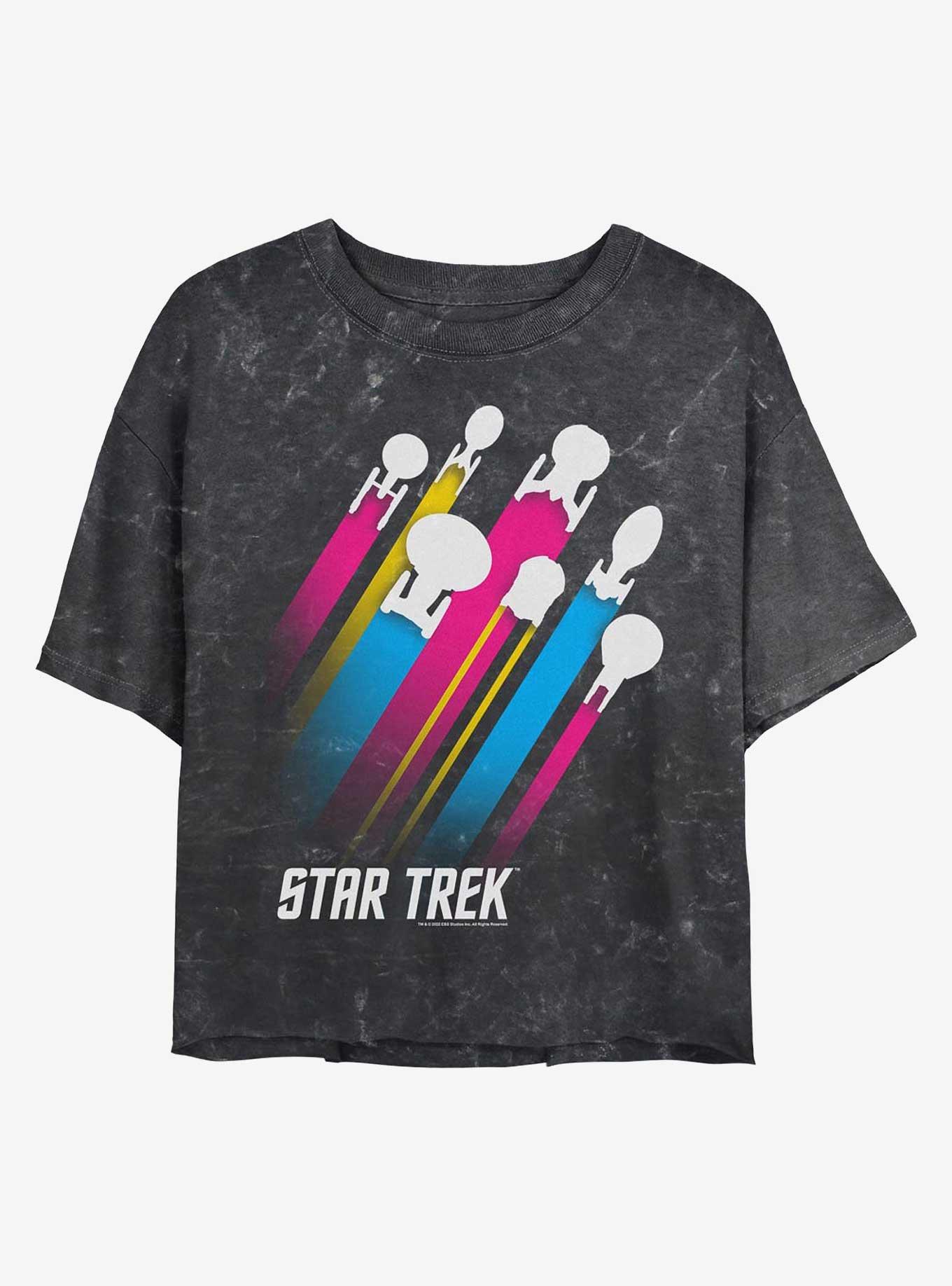 Star Trek Pan Pride Fleet Stripes Mineral Wash Crop T-Shirt, , hi-res