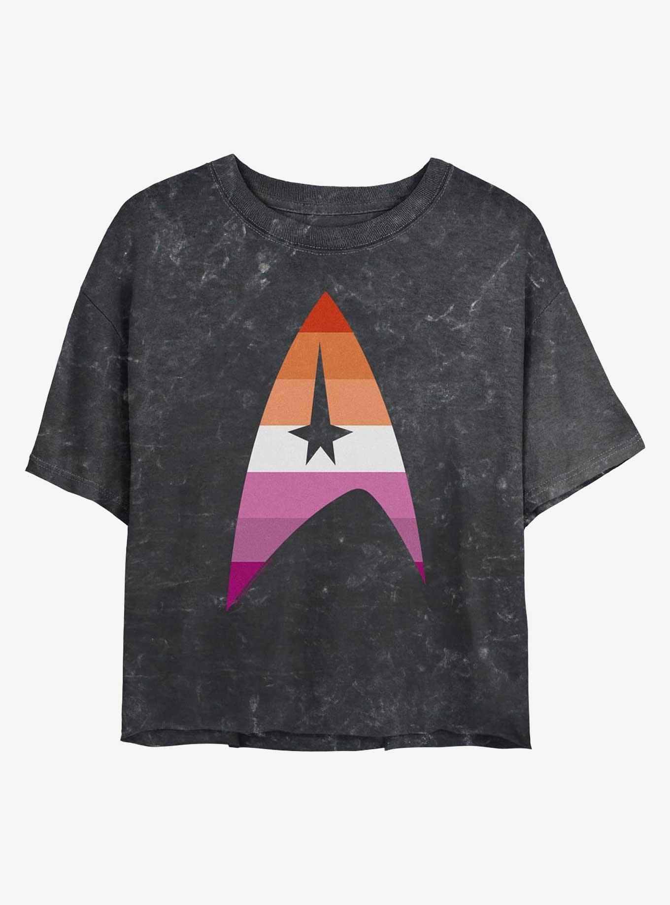 Star Trek Lesbian Flag Logo Girls Mineral Wash Crop T-Shirt, , hi-res