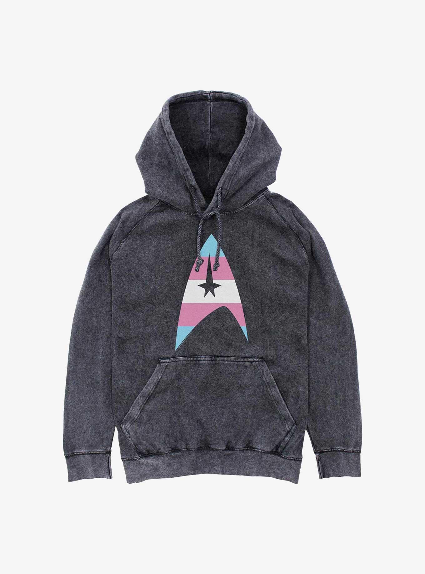 Star Trek Trans Flag Logo Mineral Wash Hoodie, , hi-res