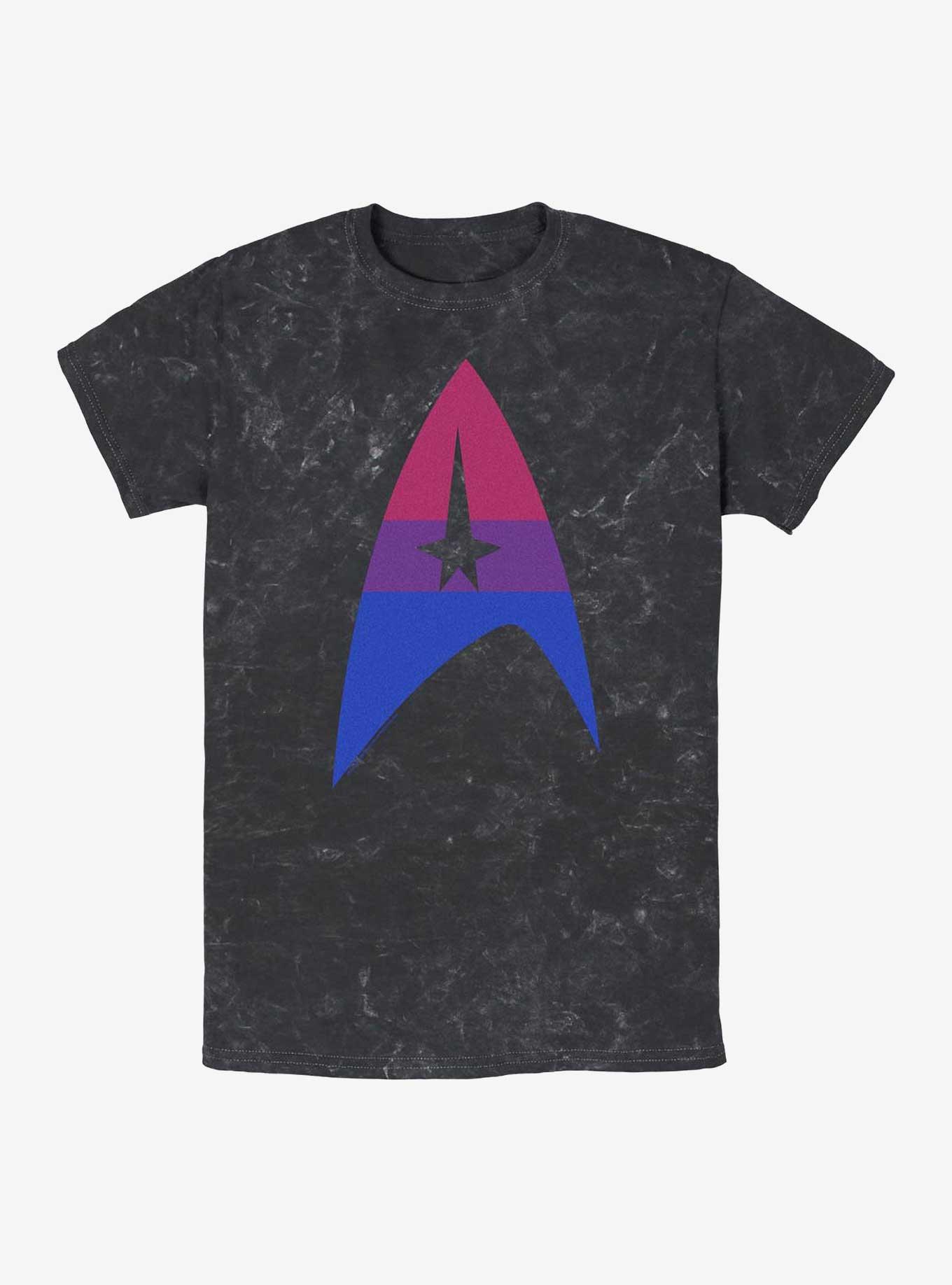 Star Trek Bisexual Flag Logo Mineral Wash T-Shirt, BLACK, hi-res