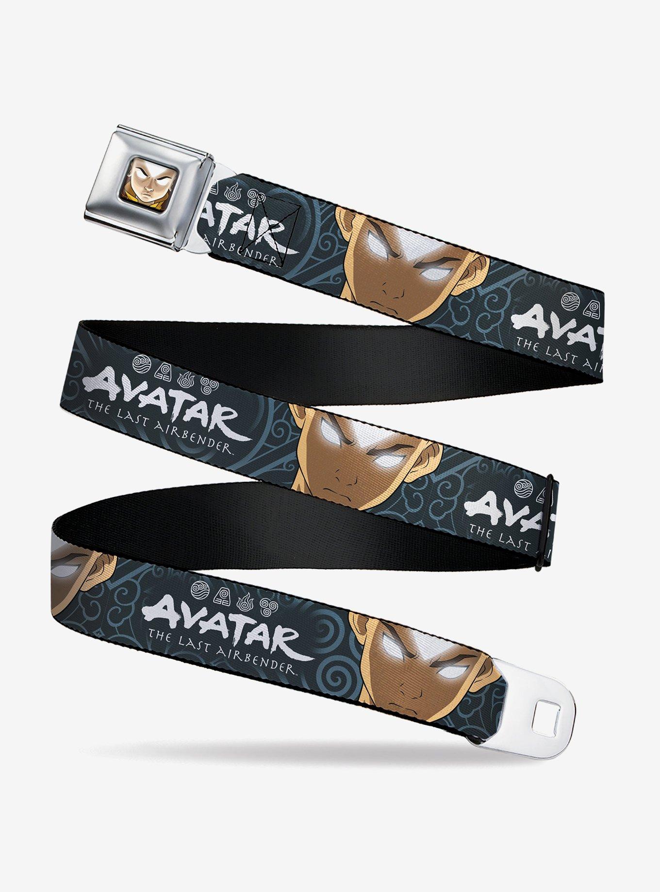 Avatar: The Last Airbender Aang Face Close Up and Title Seatbelt Buckle Belt