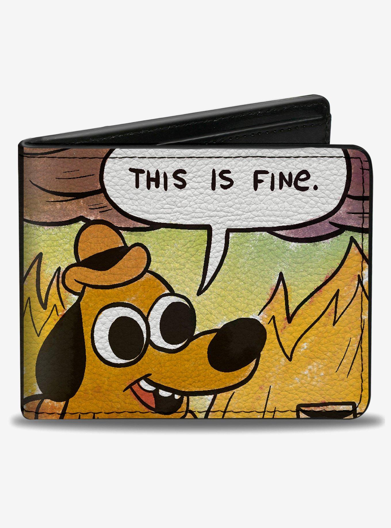 This Is Fine Question Hound Cafe Fire Comic Strip Bifold Wallet, , hi-res